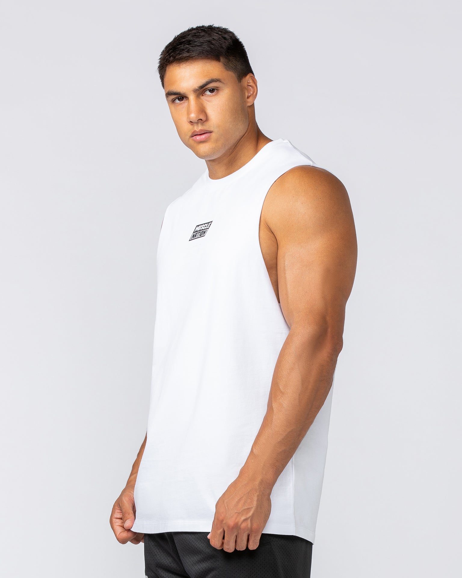Throwback Training Tank - White-Singlets & Tanks-S-092413WHT-S-MNAPPRL40052-2-Muscle Nation
