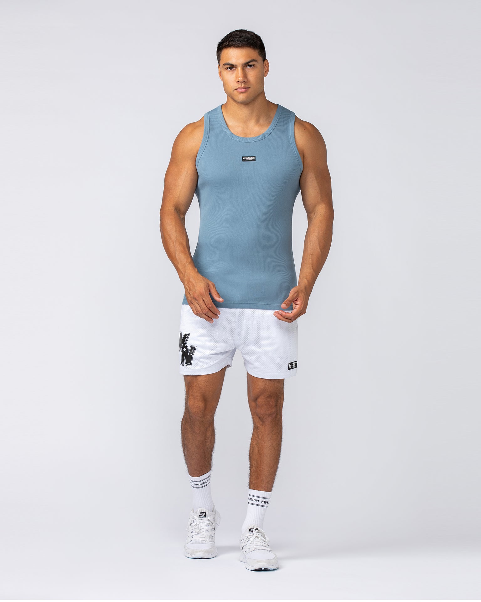 Rib Fitted Training Tank - Pale Thunder-Singlets & Tanks-S-092412PLTHNDR-S-MNAPPRL40045-6-Muscle Nation