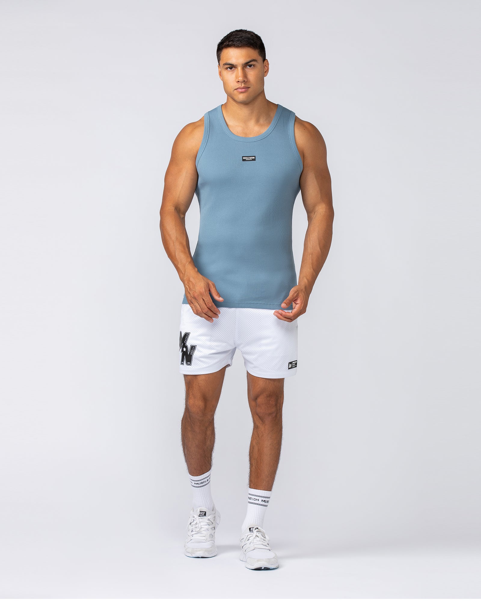 Rib Fitted Training Tank - Pale Thunder