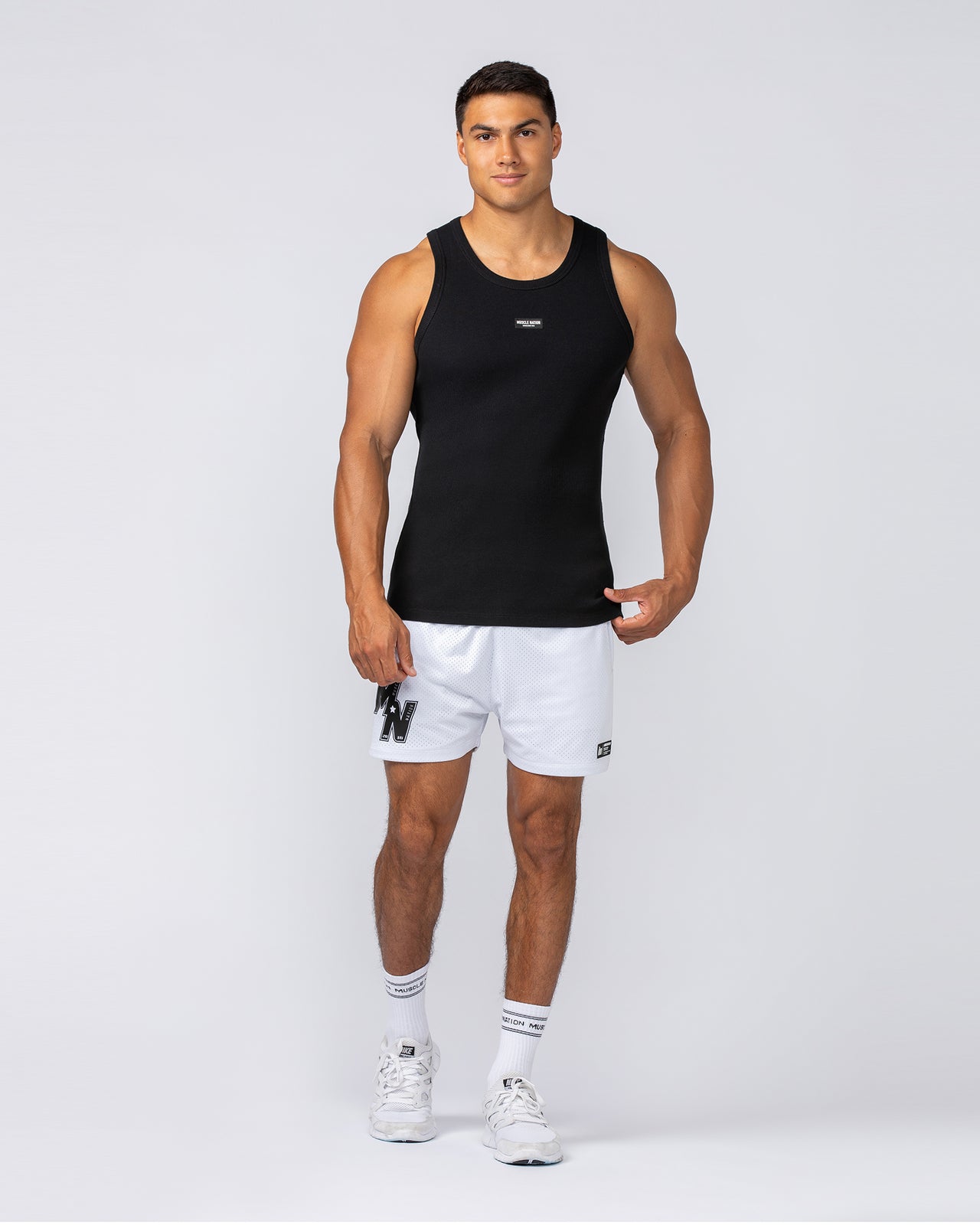 Rib Fitted Training Tank - Black-Singlets & Tanks-S-112349BLK-S-MNAPPRL29447-7-Muscle Nation