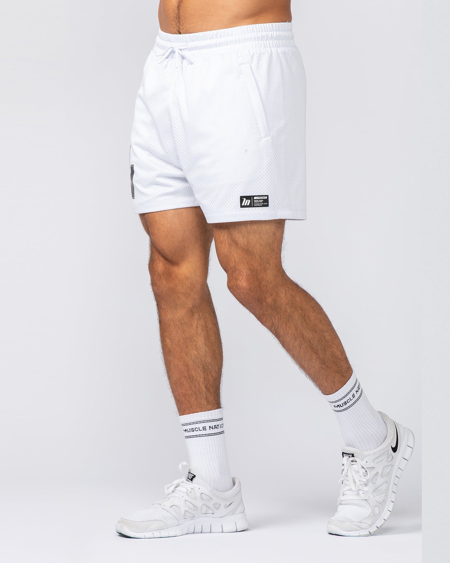 Throwback Lay Up 3.5" Shorts - White-Shorts-S-092415WHT-S-MNAPPRL40097-2-Muscle Nation