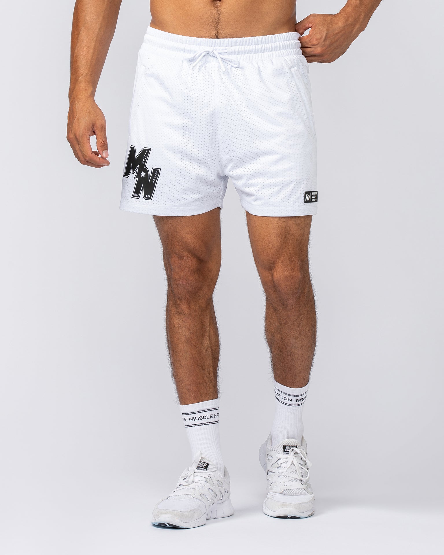 Throwback Lay Up 3.5" Shorts - White-Shorts-S-092415WHT-S-MNAPPRL40097-1-Muscle Nation