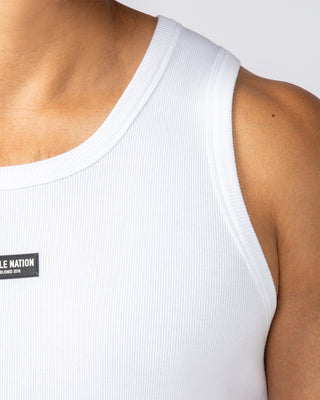 Rib Fitted Training Tank - White-Singlets & Tanks-S-112349WHT-S-MNAPPRL28091-2-Muscle Nation