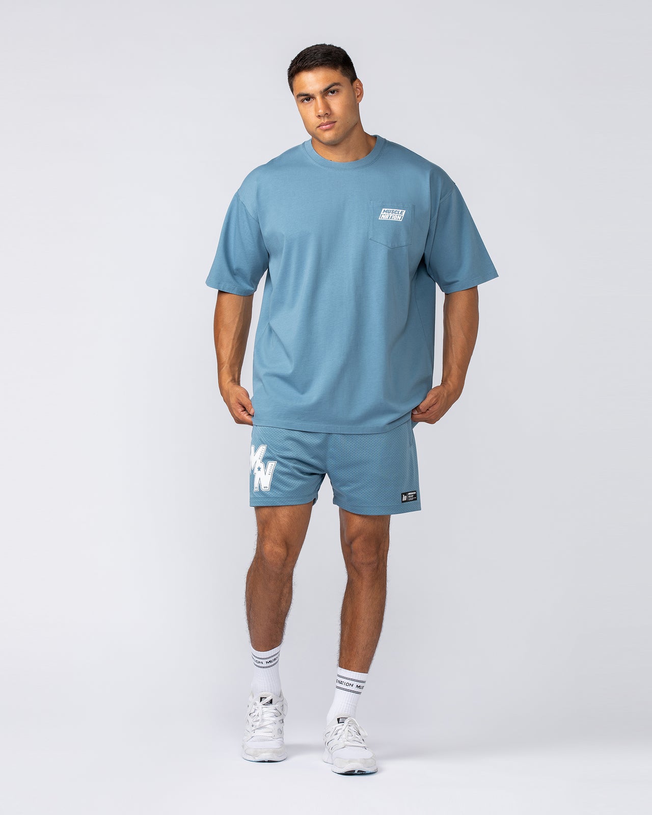Throwback Lay Up 3.5" Shorts - Pale Thunder-Shorts-S-092415PLTHNDR-S-MNAPPRL40111-6-Muscle Nation