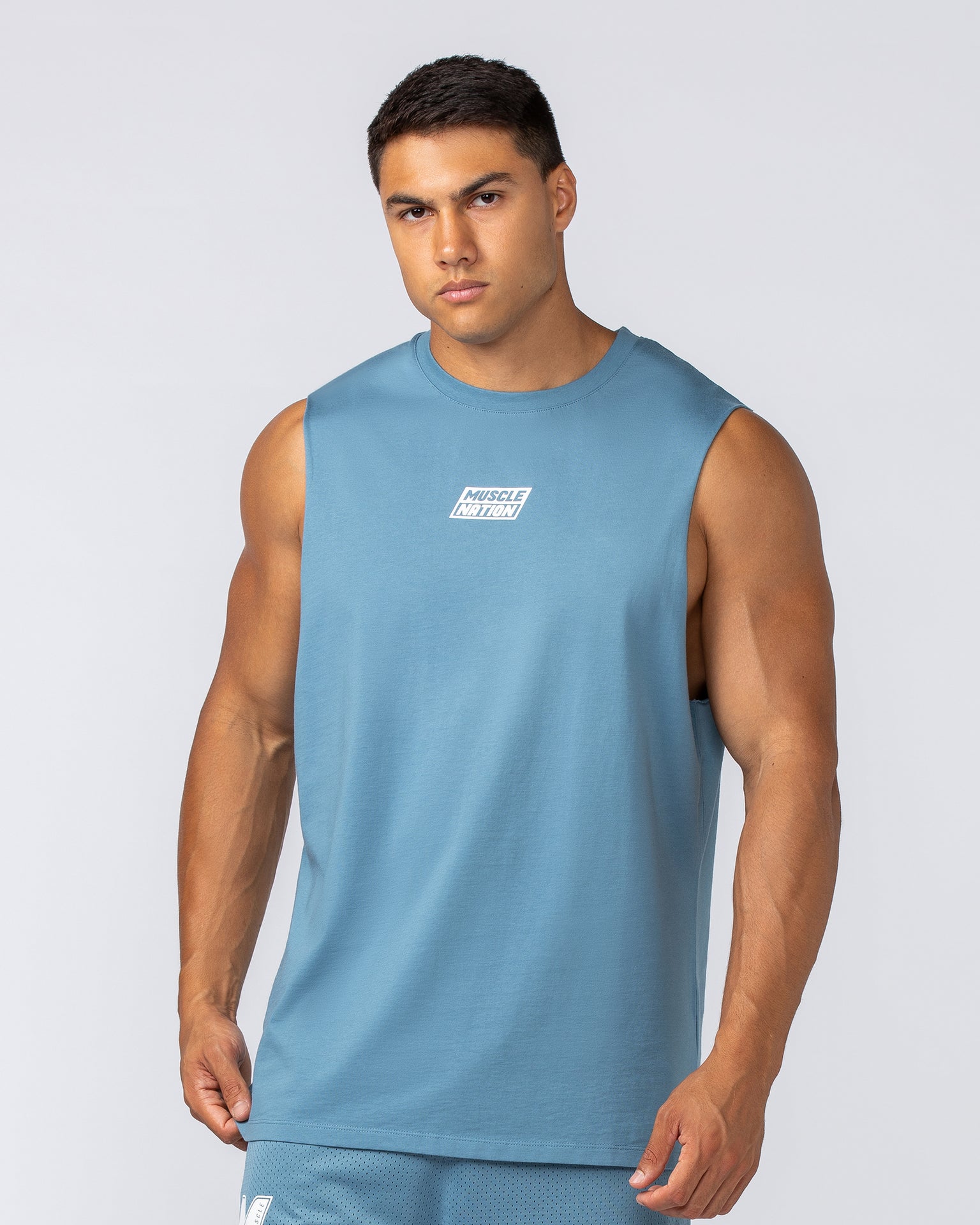 Throwback Training Tank - Pale Thunder-Singlets & Tanks-S-092413PLTHNDR-S-MNAPPRL40066-4-Muscle Nation