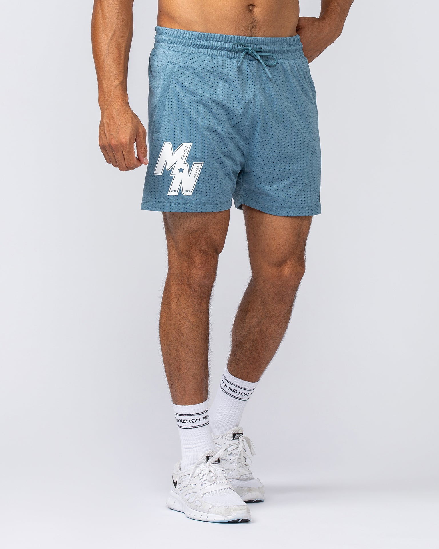 Throwback Lay Up 3.5" Shorts - Pale Thunder-Shorts-S-092415PLTHNDR-S-MNAPPRL40111-1-Muscle Nation