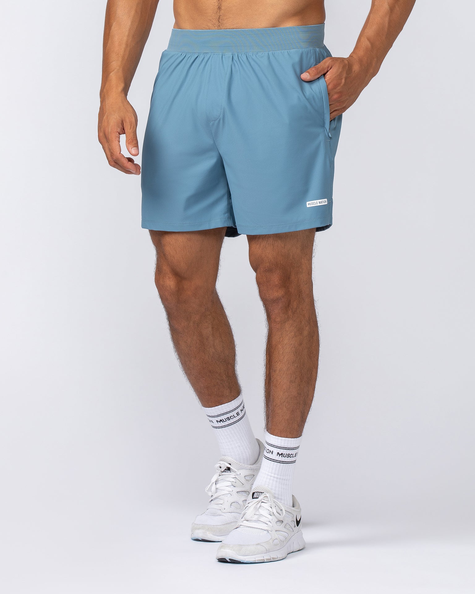 On Repeat Training 5" Shorts - Pale Thunder-Shorts-S-092411PLTHNDR-S-MNAPPRL40038-2-Muscle Nation