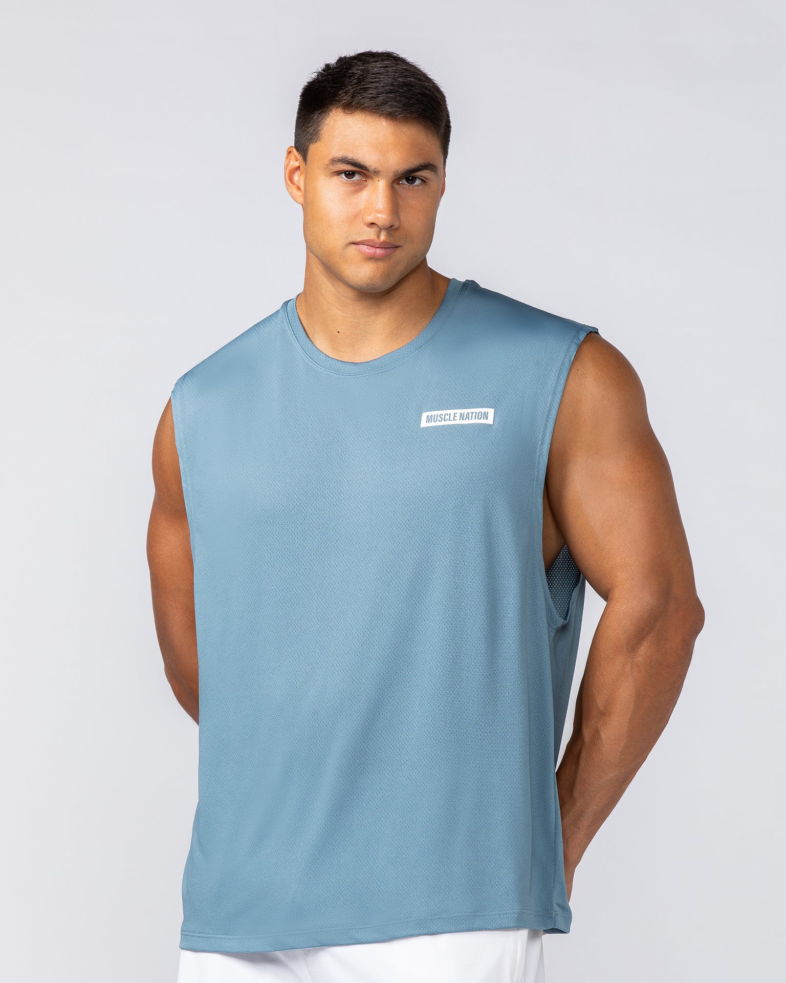 Relaxed Active Tank - Pale Thunder-Singlets & Tanks-S-092410PLTHNDR-S-MNAPPRL40017-1-Muscle Nation