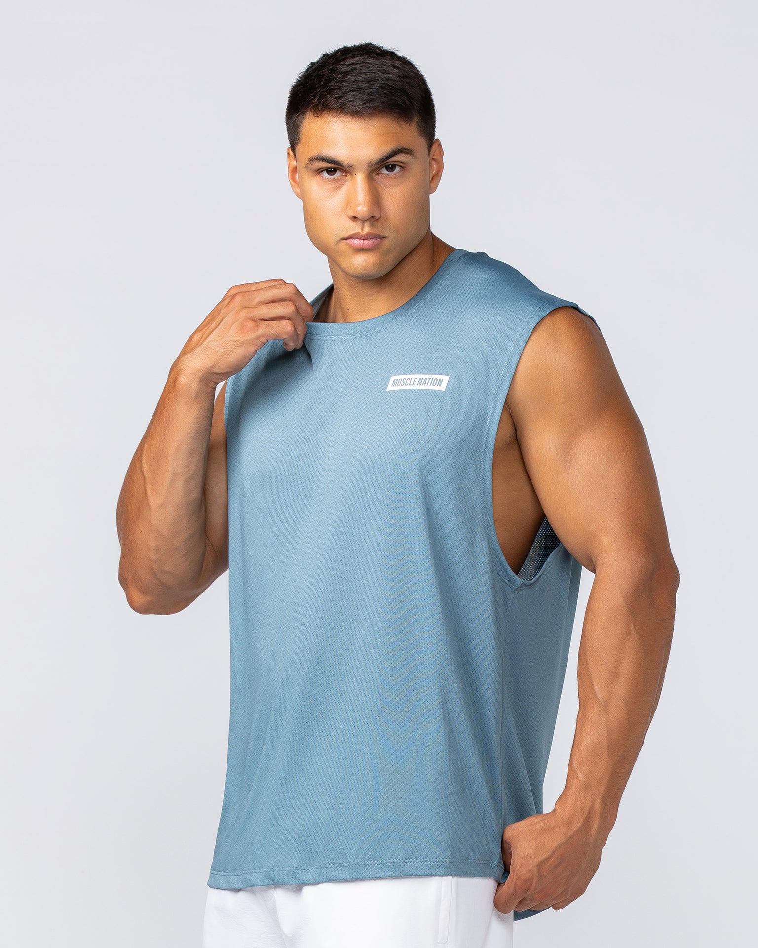 Relaxed Active Tank - Pale Thunder-Singlets & Tanks-S-092410PLTHNDR-S-MNAPPRL40017-2-Muscle Nation