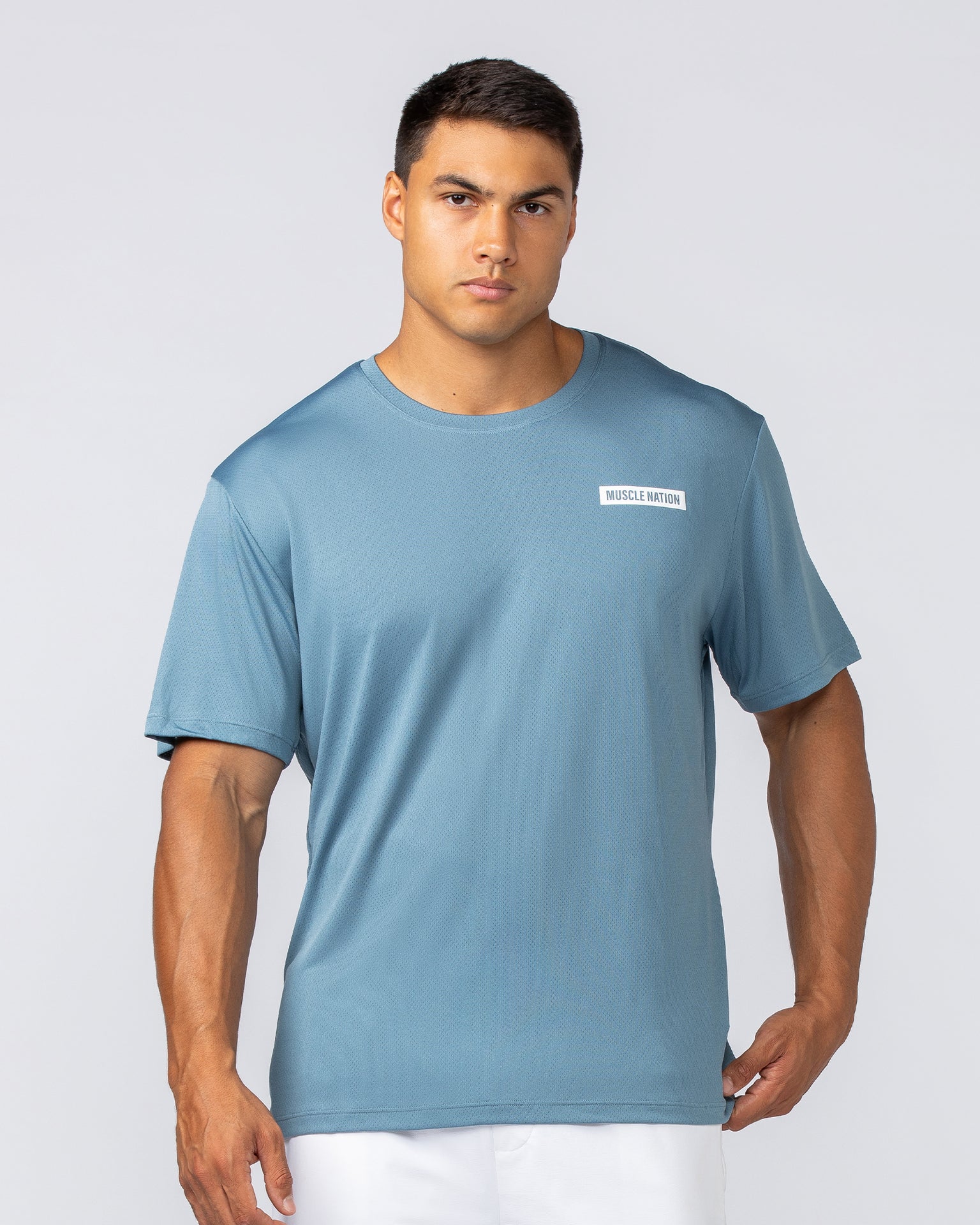 Relaxed Active Tee - Pale Thunder-T-Shirts-S-092409PLTHNDR-S-MNAPPRL40010-2-Muscle Nation