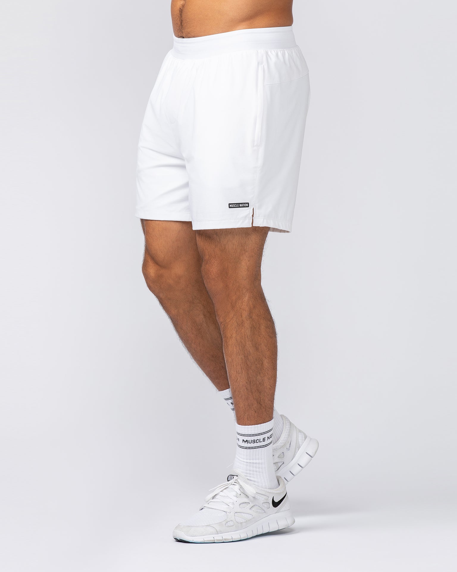 On Repeat Training 5" Shorts - White-Shorts-S-092411WHT-S-MNAPPRL40024-2-Muscle Nation