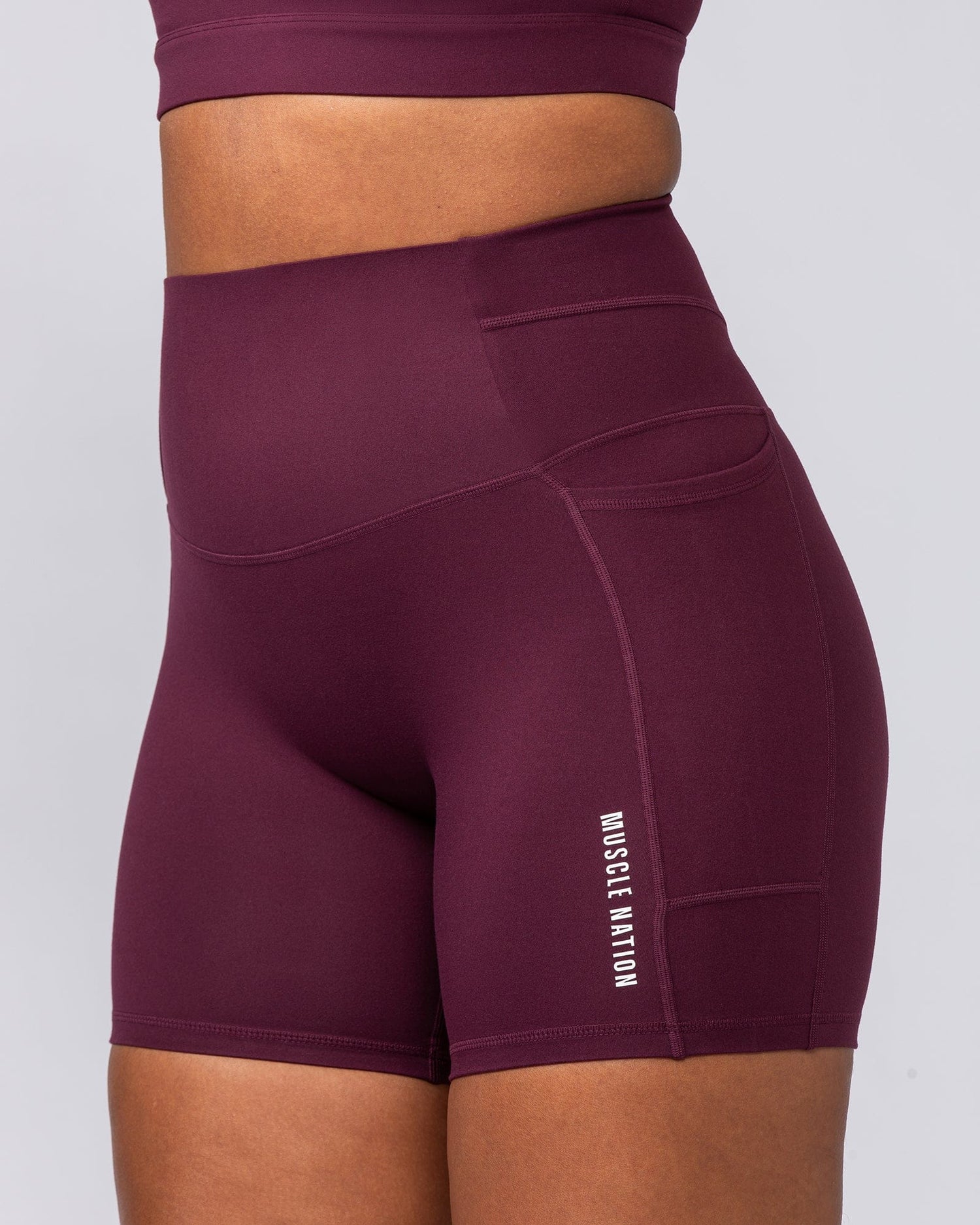 Unrivalled Everyday Pocket Bike Shorts Sangria - Muscle Nation women's bike shorts