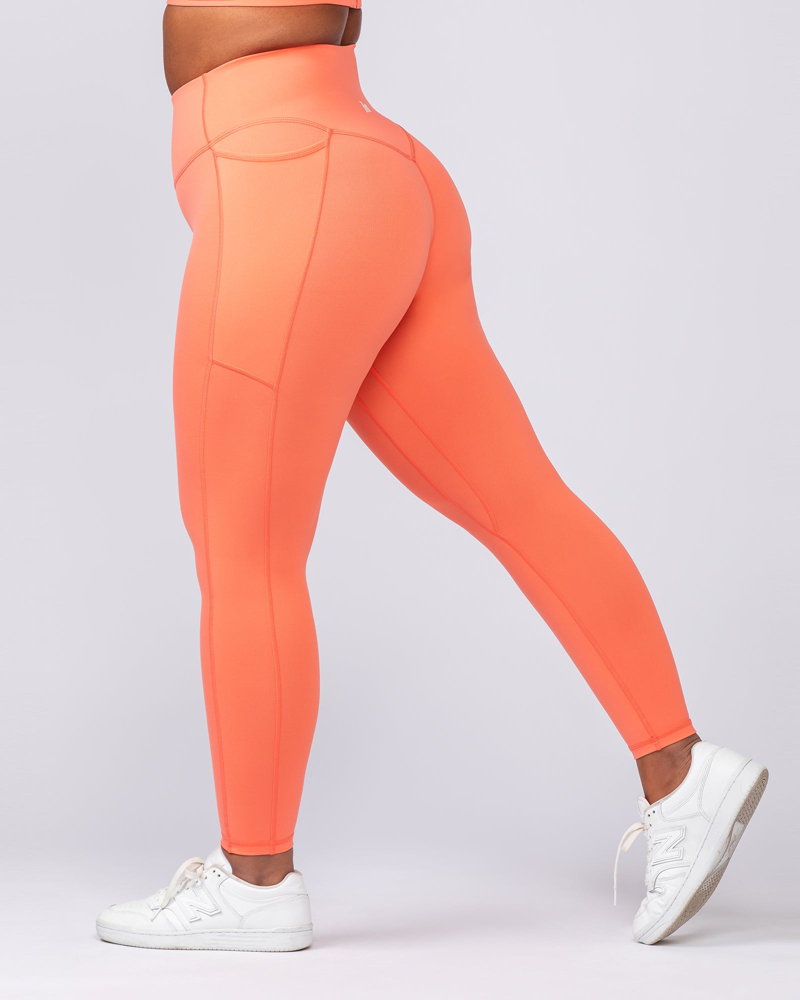 Agility Pocket Ankle Length Leggings - Hot Coral