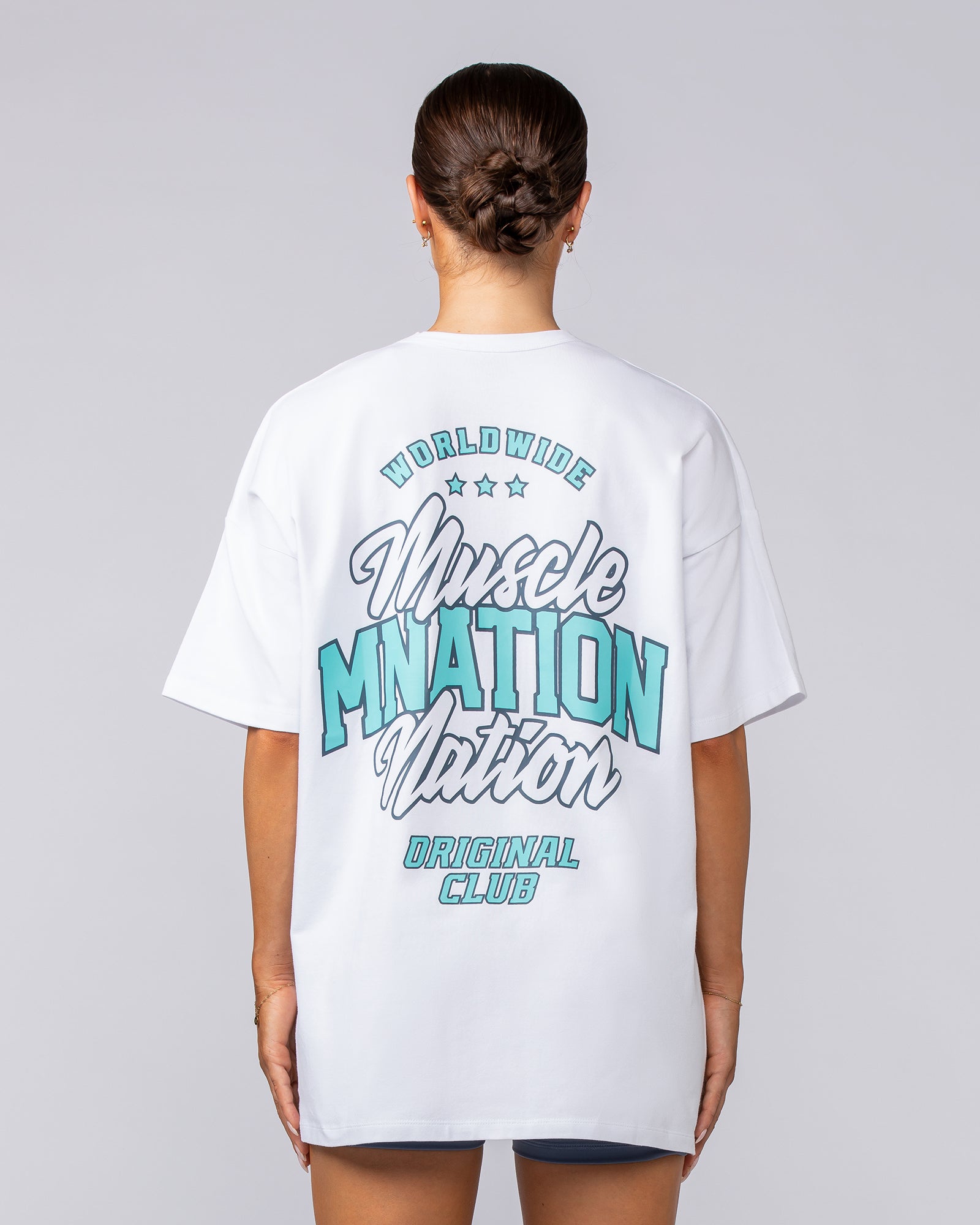 Campus Oversized Tee - White / Pastel Blue