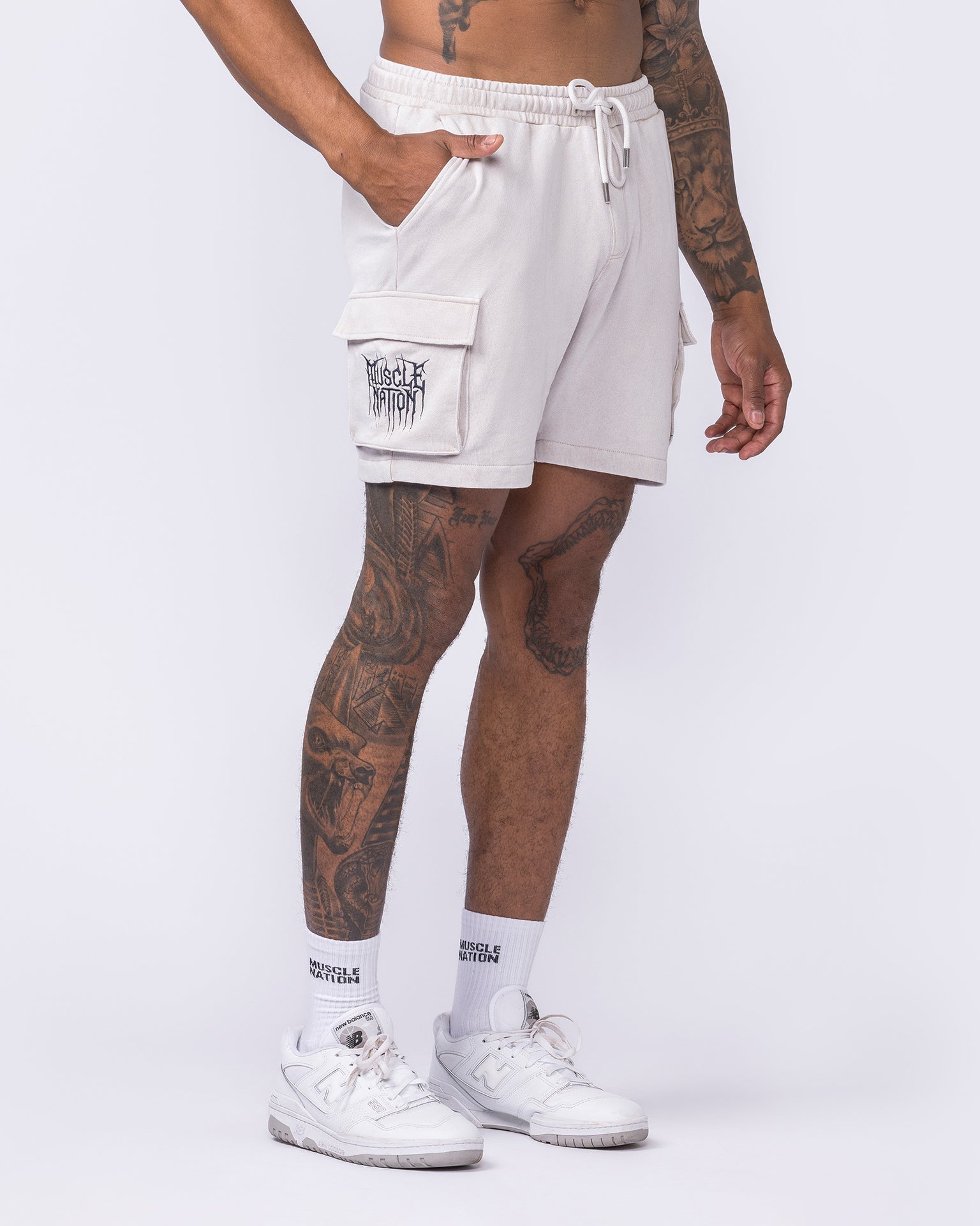 Weekender Vintage Cargo 5" Shorts - Washed Cream-Shorts-S-022619WSHCRM-S-MNAPPRL48656-1-Muscle Nation
