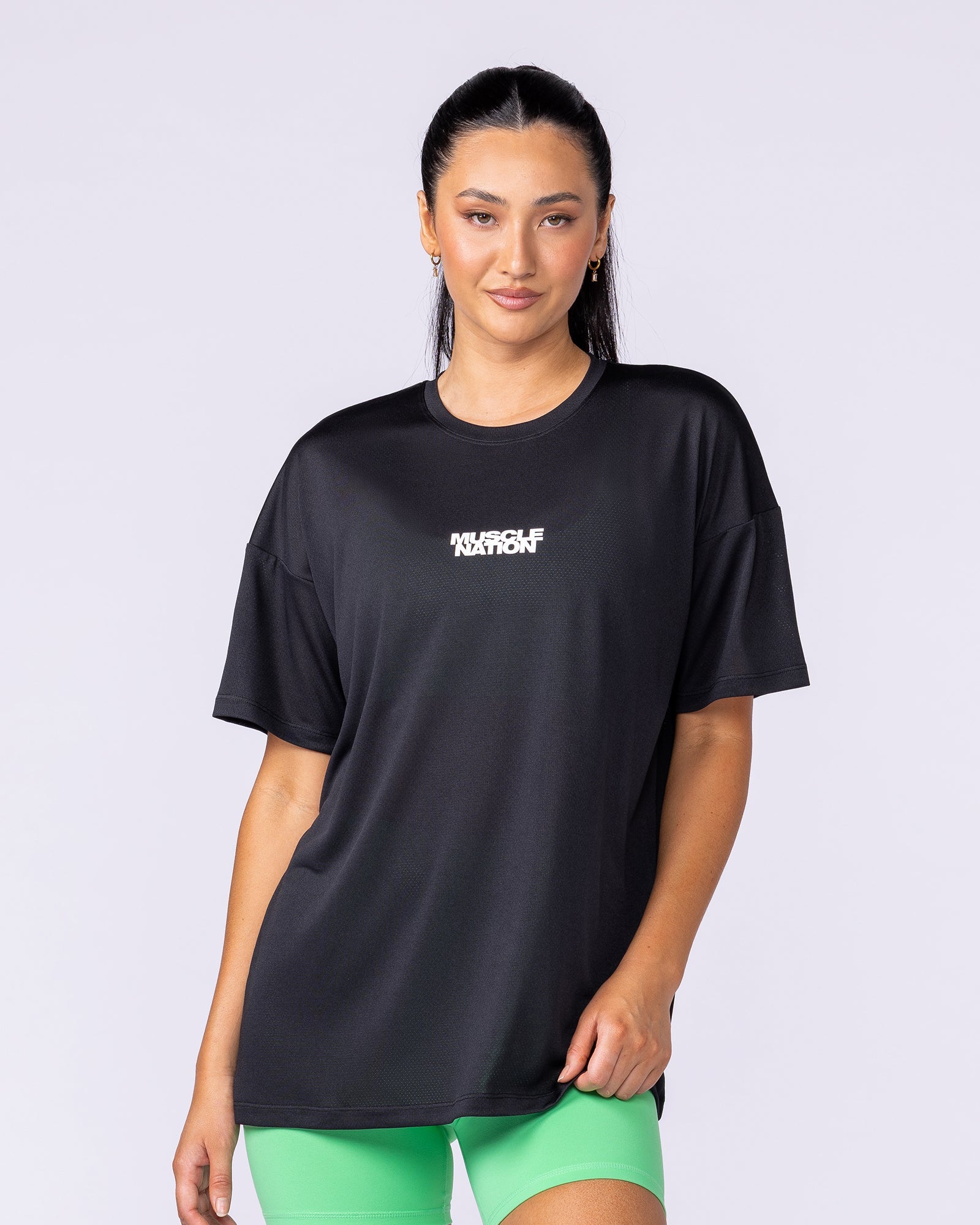 Womens Relaxed Training Tee - Black-T-Shirts-XXS-1124206BLK-XXS-MNAPPRL34495-3-Muscle Nation