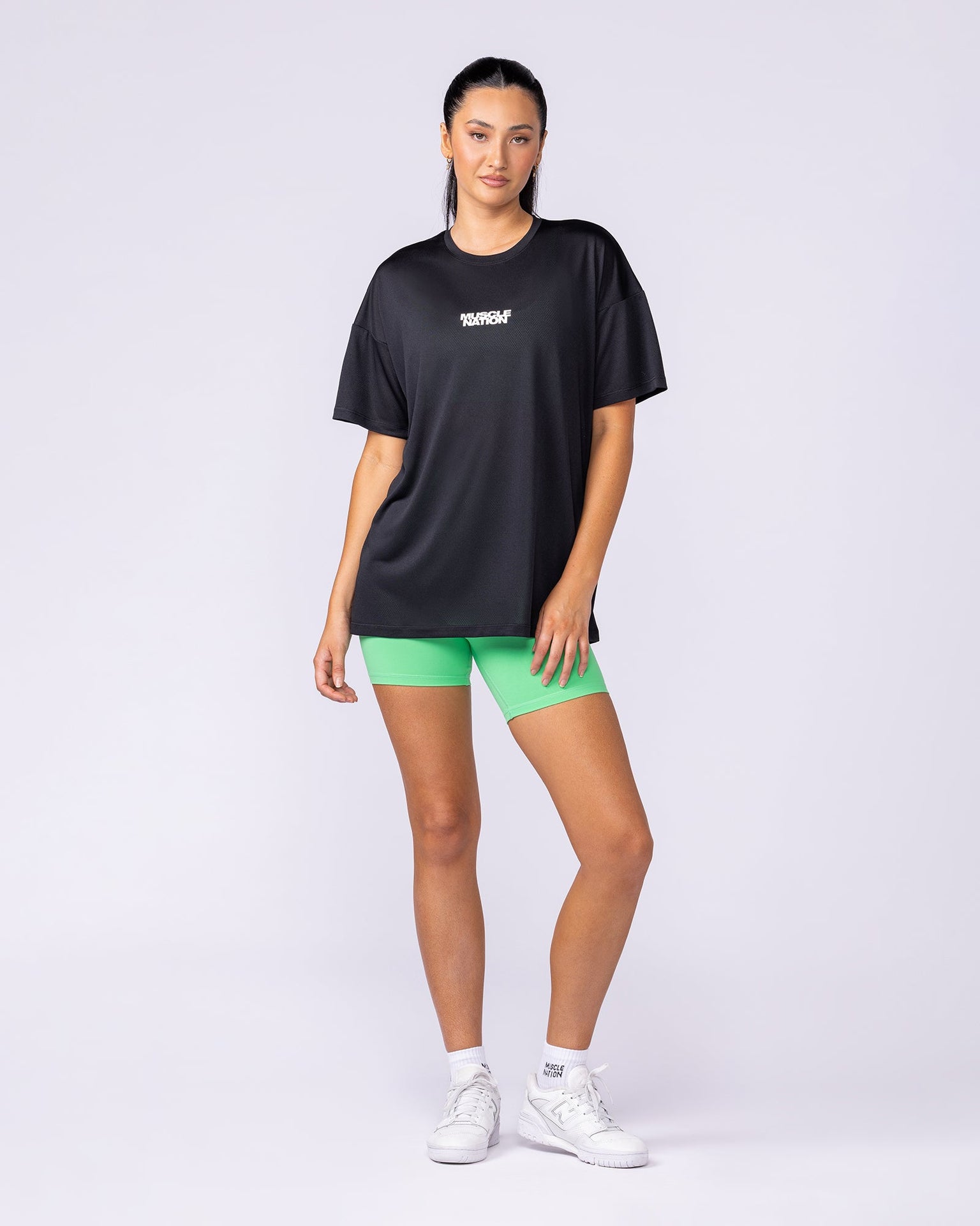 Womens Relaxed Training Tee - Black-T-Shirts-XXS-1124206BLK-XXS-MNAPPRL34495-7-Muscle Nation