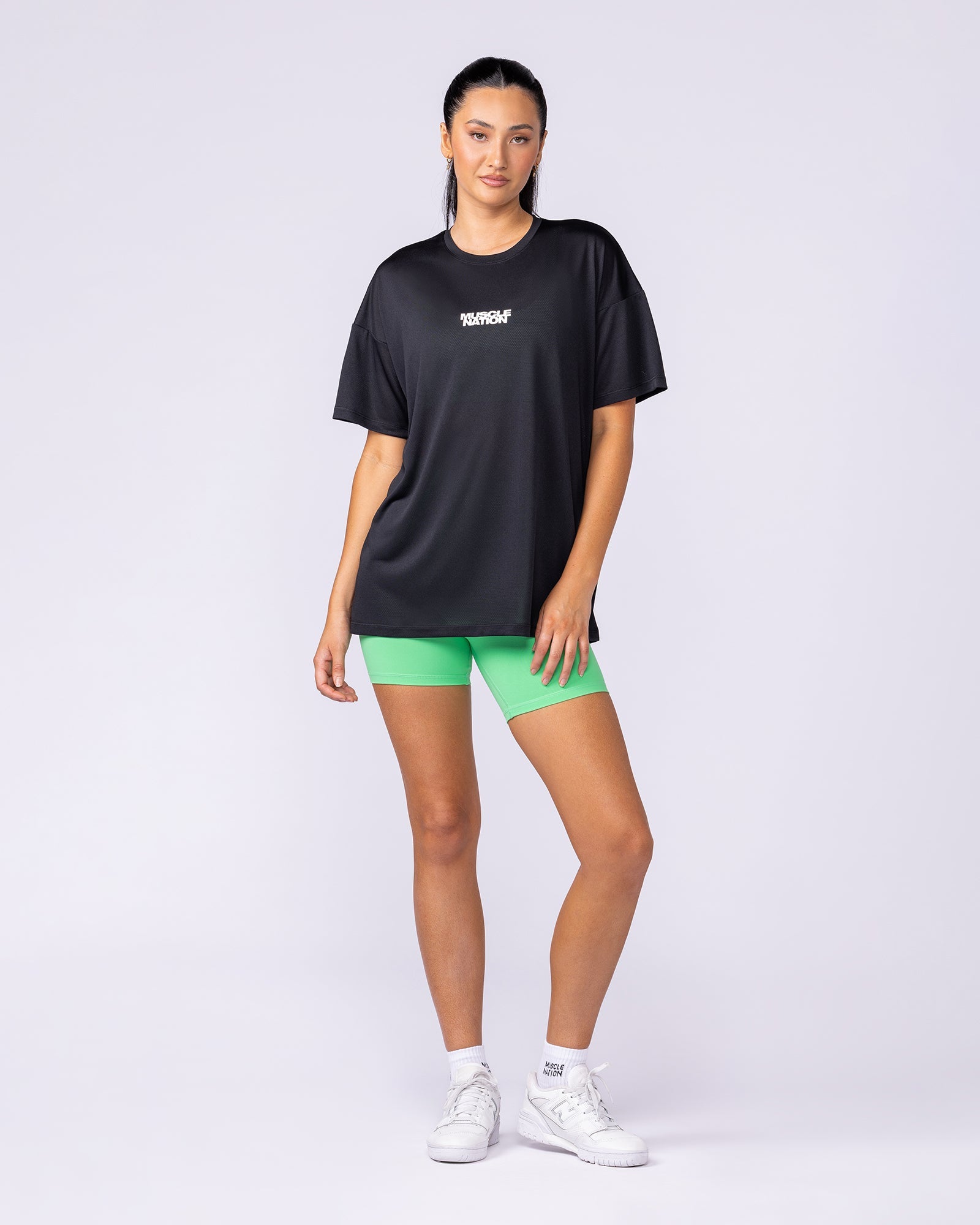 Womens Relaxed Training Tee - Black-T-Shirts-XXS-1124206BLK-XXS-MNAPPRL34495-7-Muscle Nation