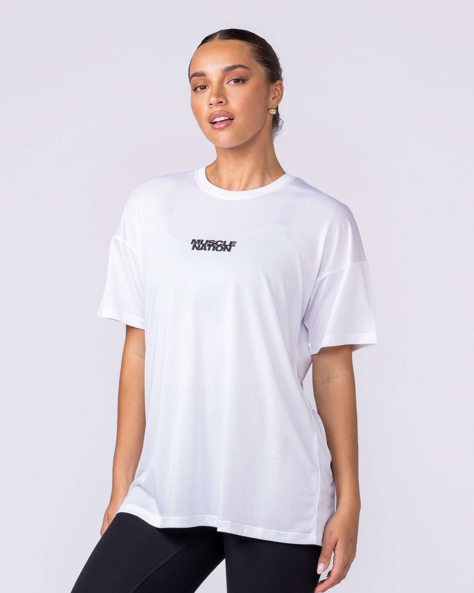 Womens Relaxed Training Tee - White-T-Shirts-XXS-1125132WHT-XXS-MNAPPRL45309-3-Muscle Nation