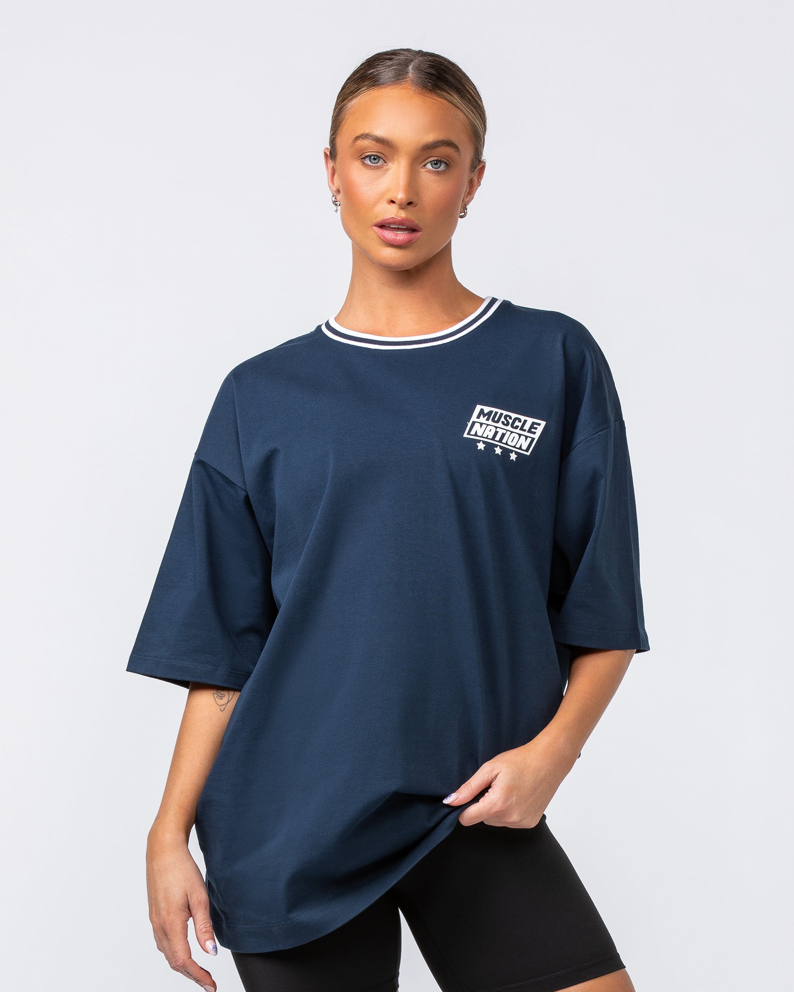 Throwback Oversized Tee - Navy