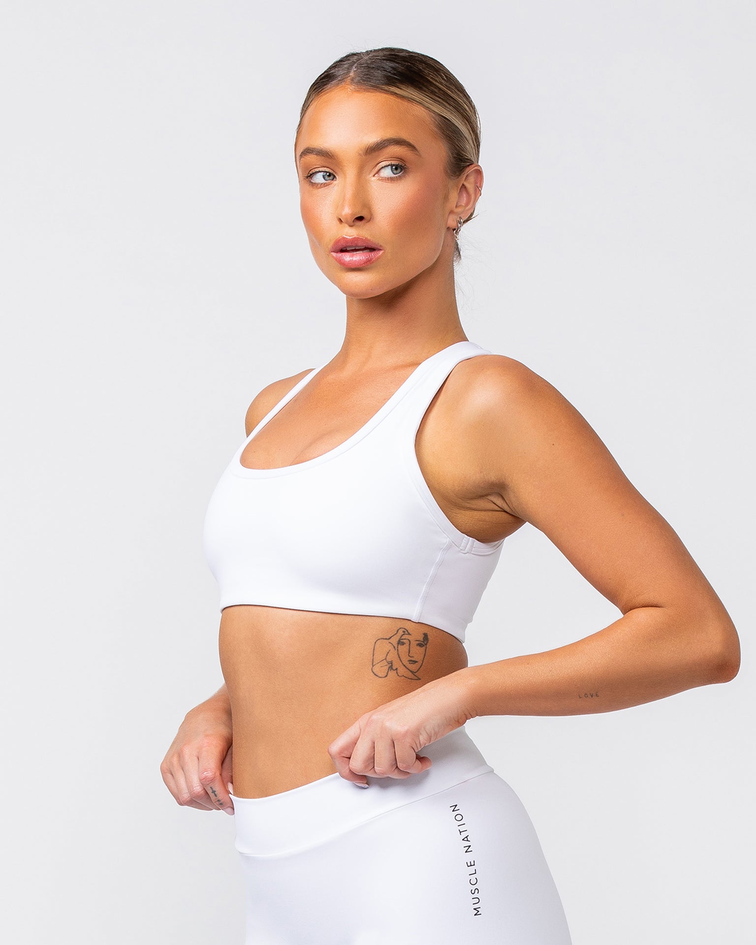 Contrast Bralette - White-Bralettes-XS-082417WHT-XS-MNAPPRL32080-2-Muscle Nation