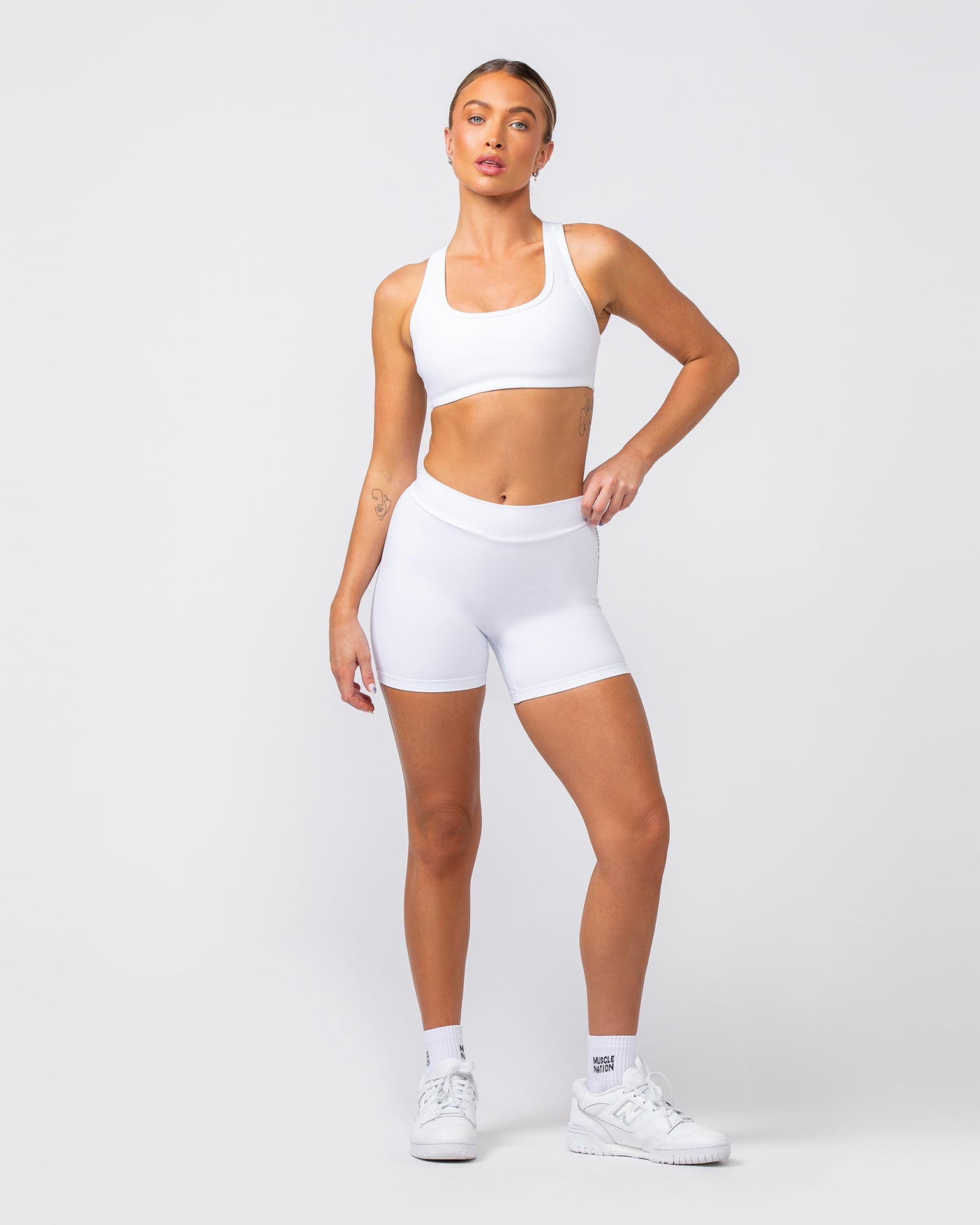 Contrast Bralette - White-Bralettes-XS-082417WHT-XS-MNAPPRL32080-5-Muscle Nation