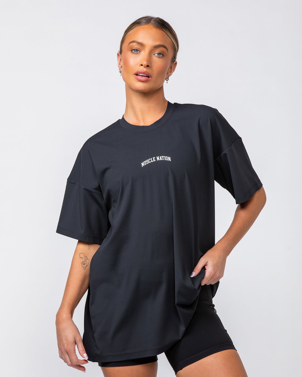 Relaxed Rib Training Tee - Black-T-Shirts-XXS-082424BLK-XXS-MNAPPRL32262-2-Muscle Nation