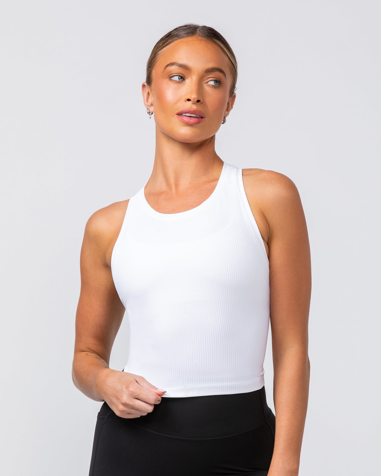 Rib Staple Cropped Tank - White-Singlets & Tanks-XXS-082432WHT-XXS-MNAPPRL32397-2-Muscle Nation