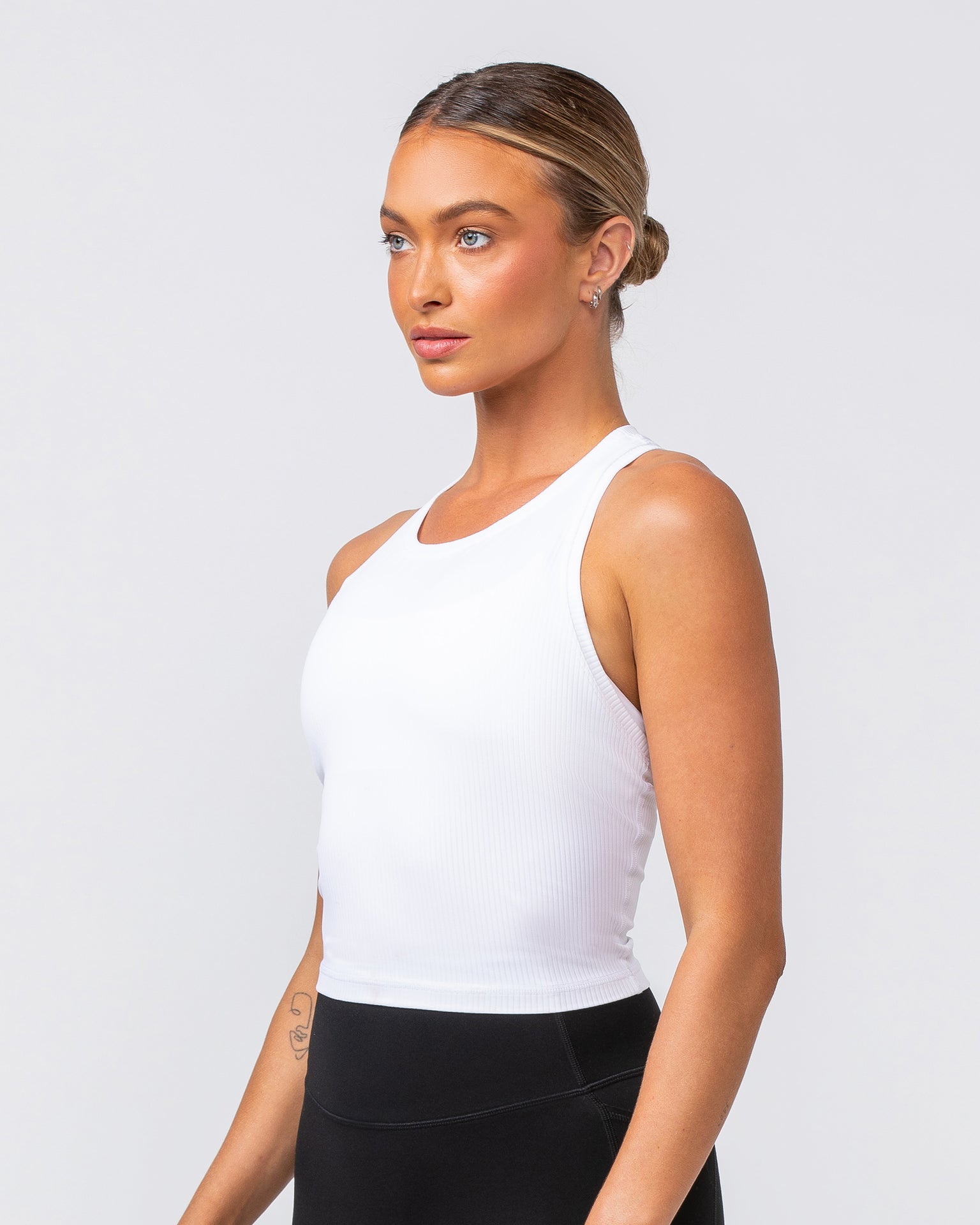 Rib Staple Cropped Tank - White-Singlets & Tanks-XXS-082432WHT-XXS-MNAPPRL32397-4-Muscle Nation