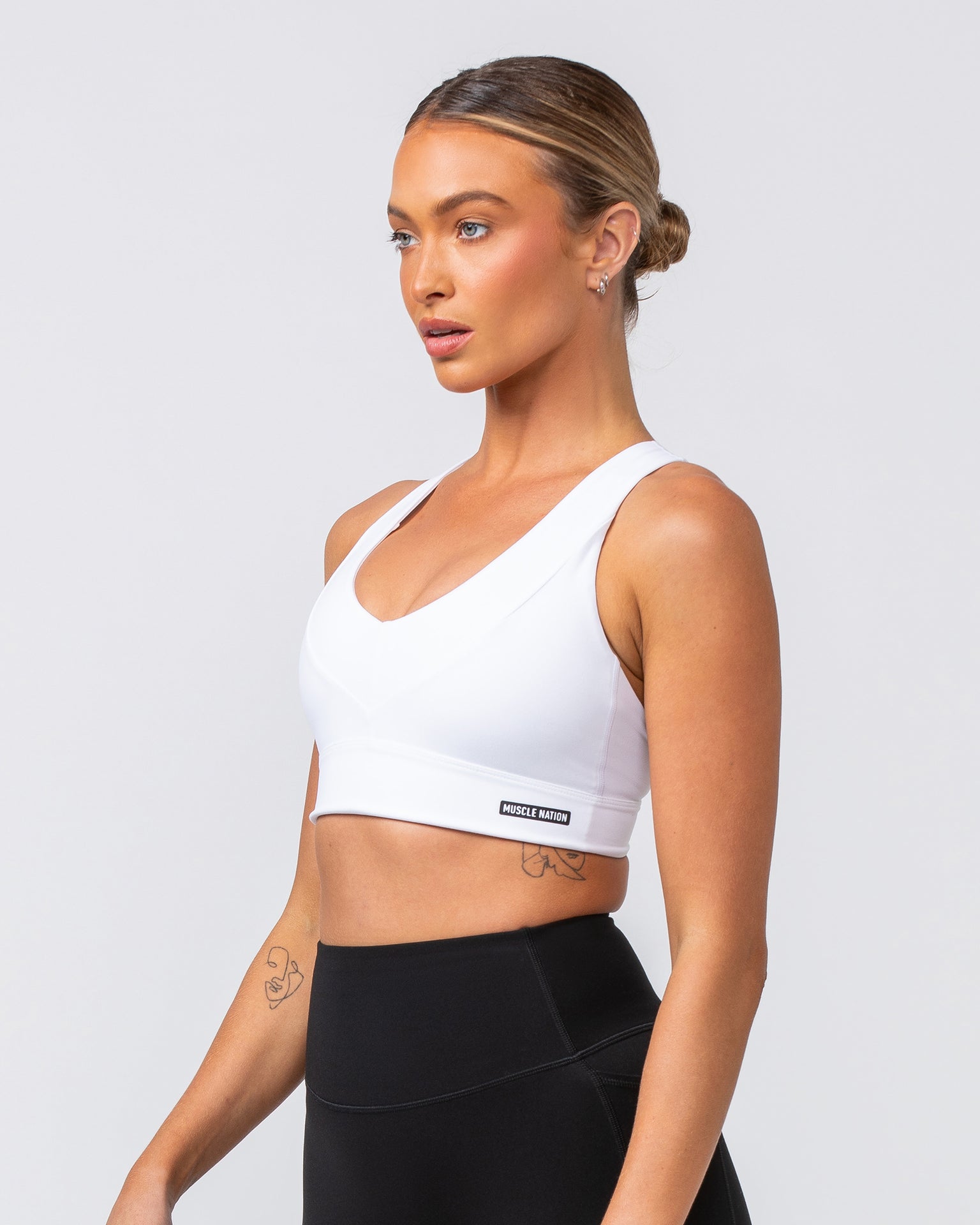 Scope Bra - White-Sports Bras-XXS-082419WHT-XXS-MNAPPRL32142-4-Muscle Nation