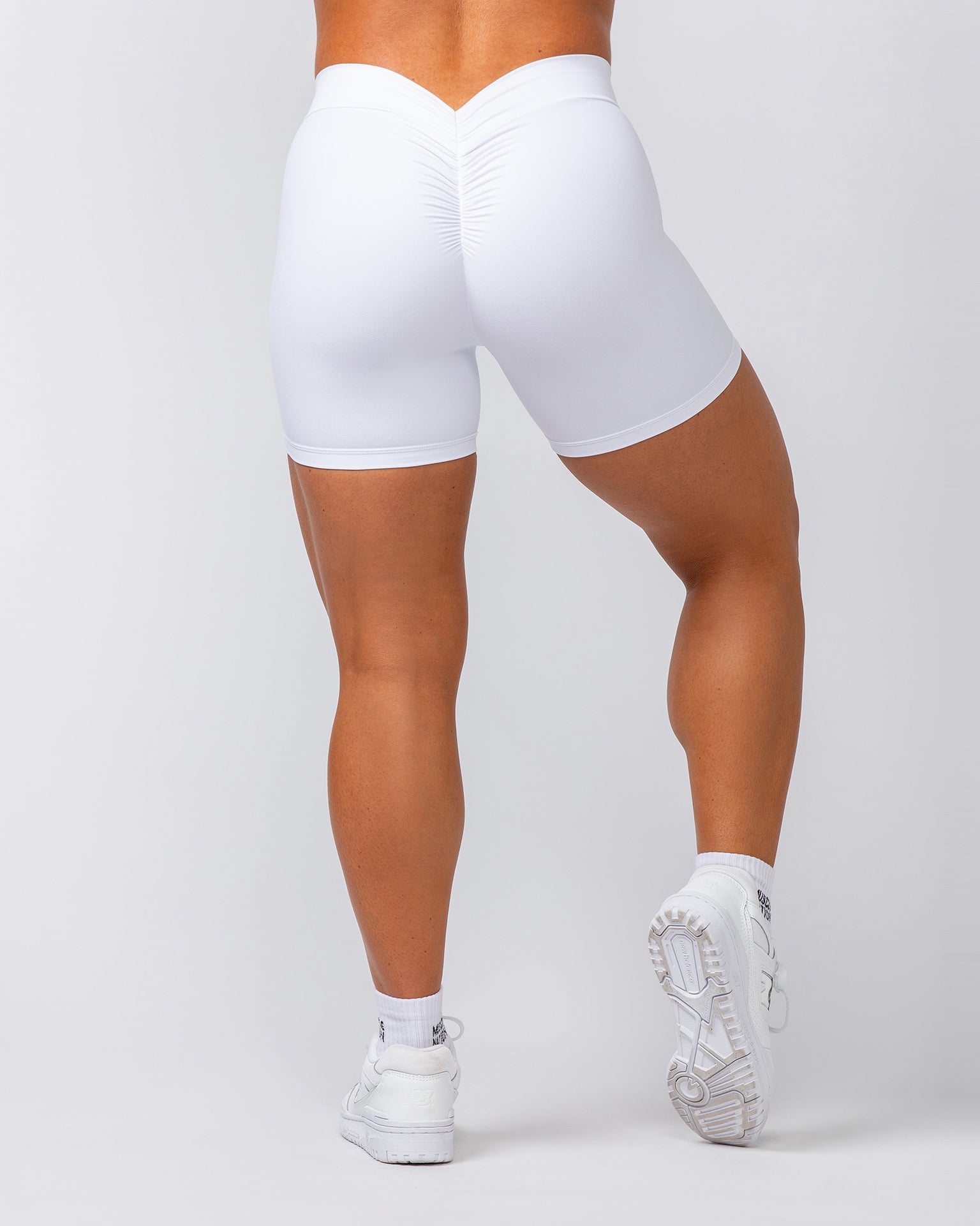 Deep Scrunch Midway Shorts - White-Shorts-XXS-082420WHT-XXS-MNAPPRL32191-6-Muscle Nation