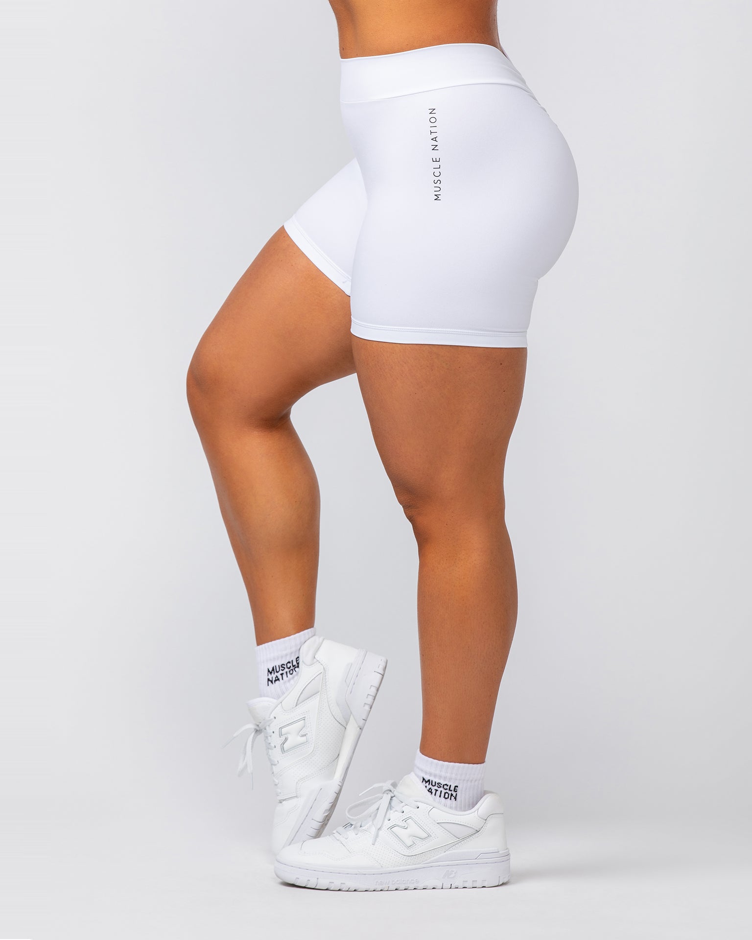 Deep Scrunch Midway Shorts - White-Shorts-XXS-082420WHT-XXS-MNAPPRL32191-5-Muscle Nation