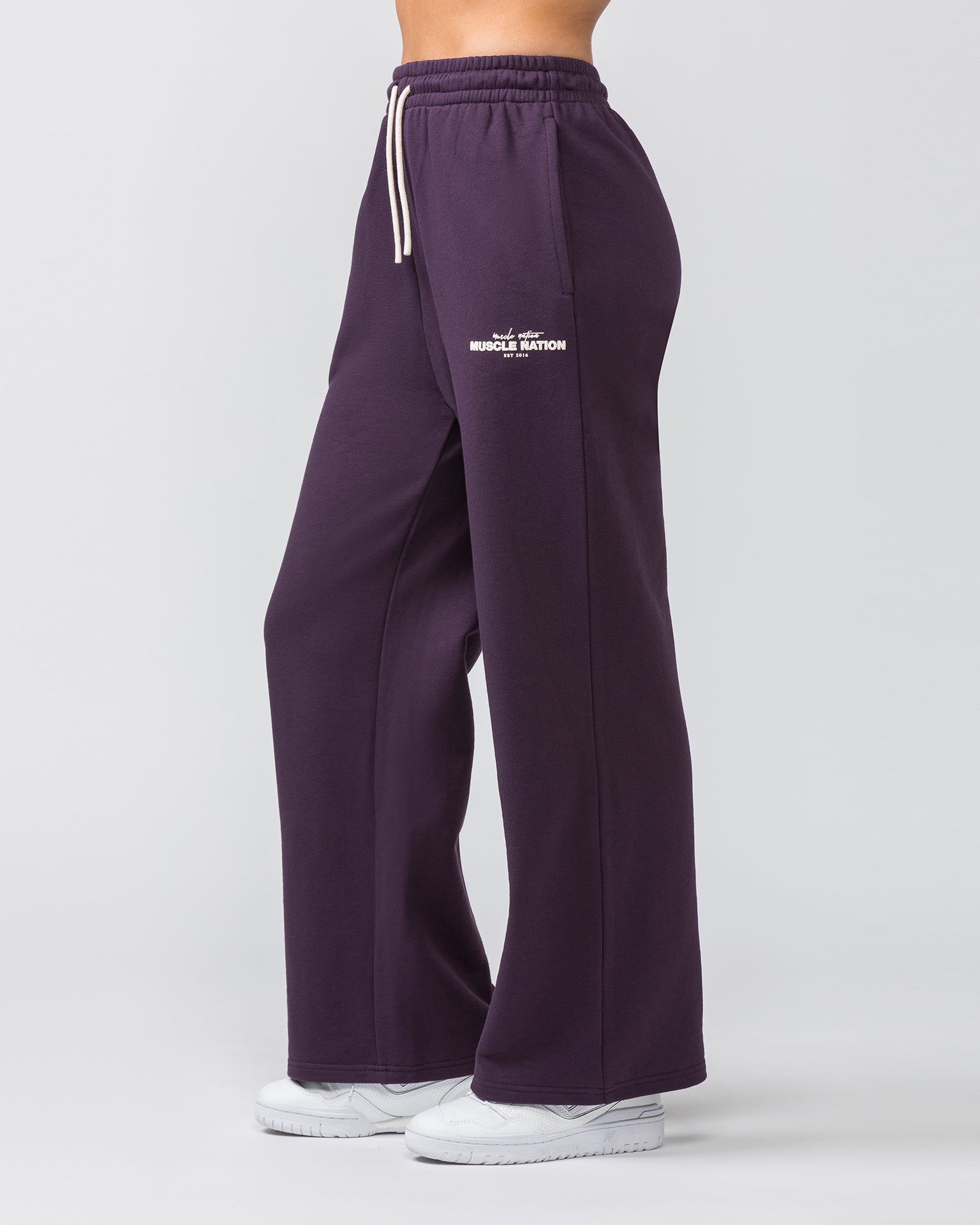 Timeless Wide Leg Trackies - Midnight Plum-Bottoms-XXS-022455MIDNTPL-XXS-MNAPPRL31086-3-Muscle Nation