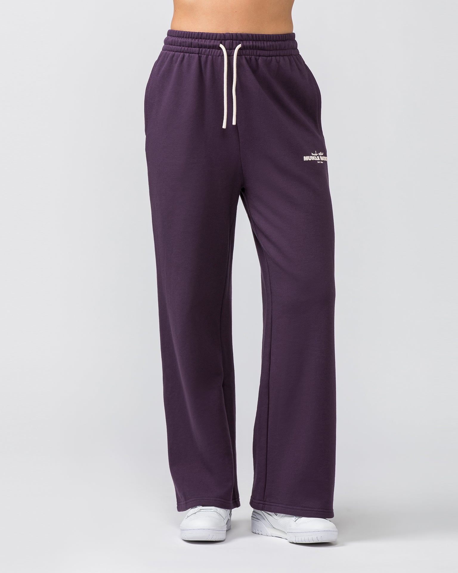 Timeless Wide Leg Trackies - Midnight Plum-Bottoms-XXS-022455MIDNTPL-XXS-MNAPPRL31086-2-Muscle Nation