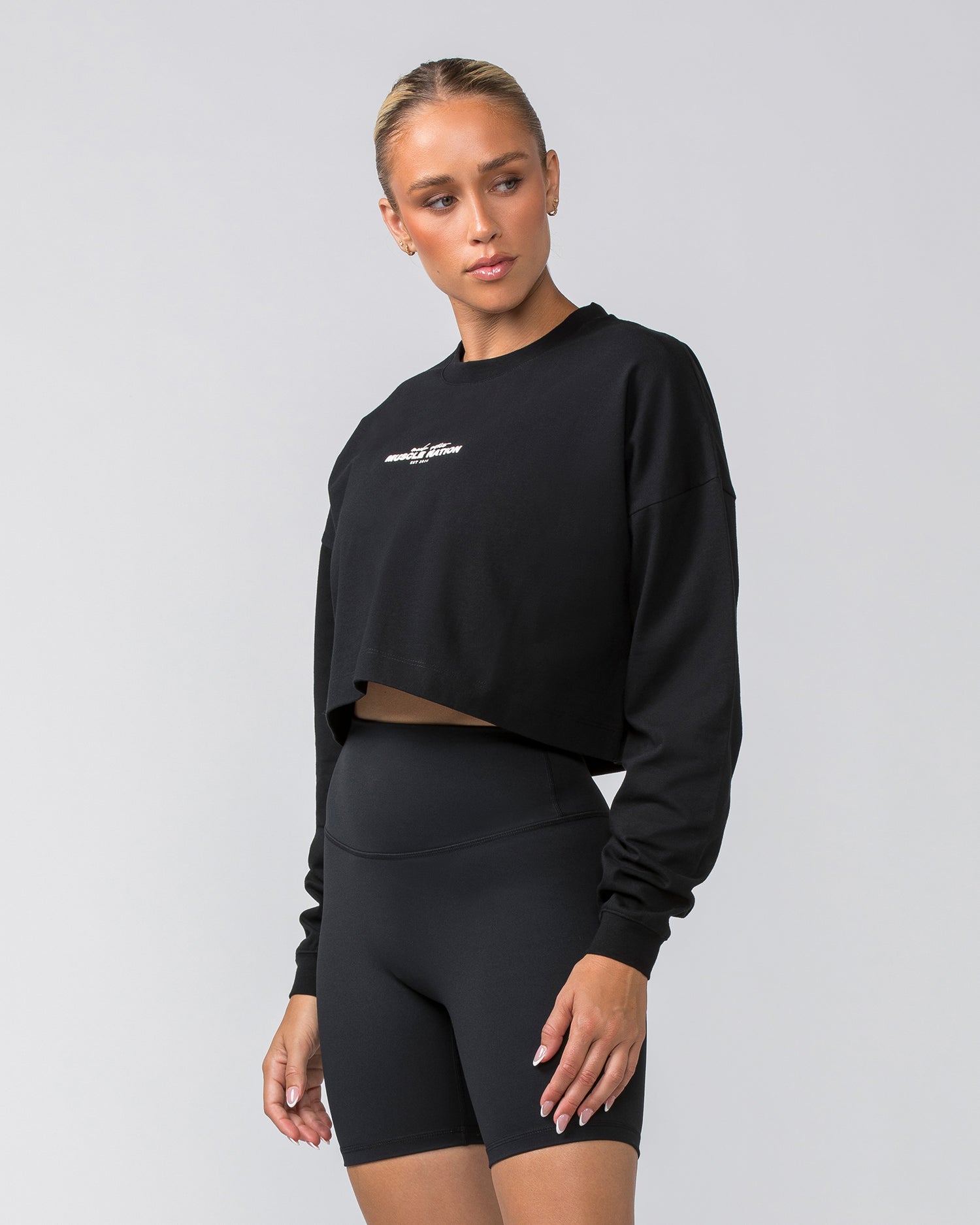 Pace Cropped Long Sleeve Tee - Black