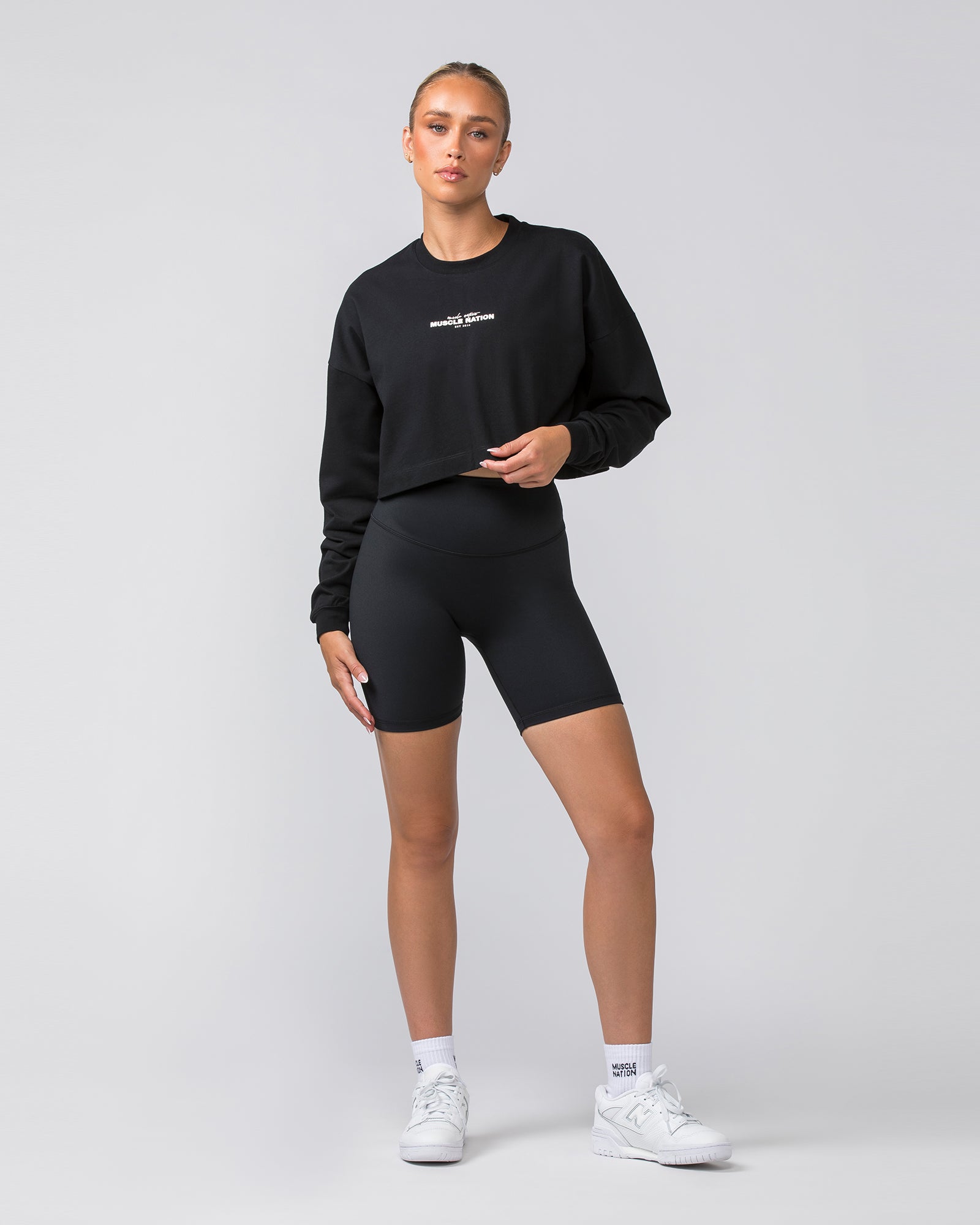 Pace Cropped Long Sleeve Tee - Black