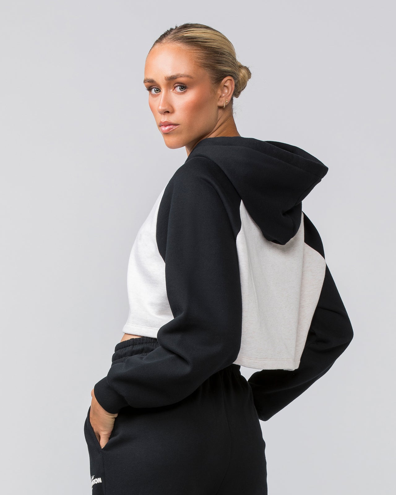 Timeless Cropped Hoodie - Black / Dew Marl-Jumpers & Hoodies-XXS-022454BLKDMRL-XXS-MNAPPRL31068-4-Muscle Nation