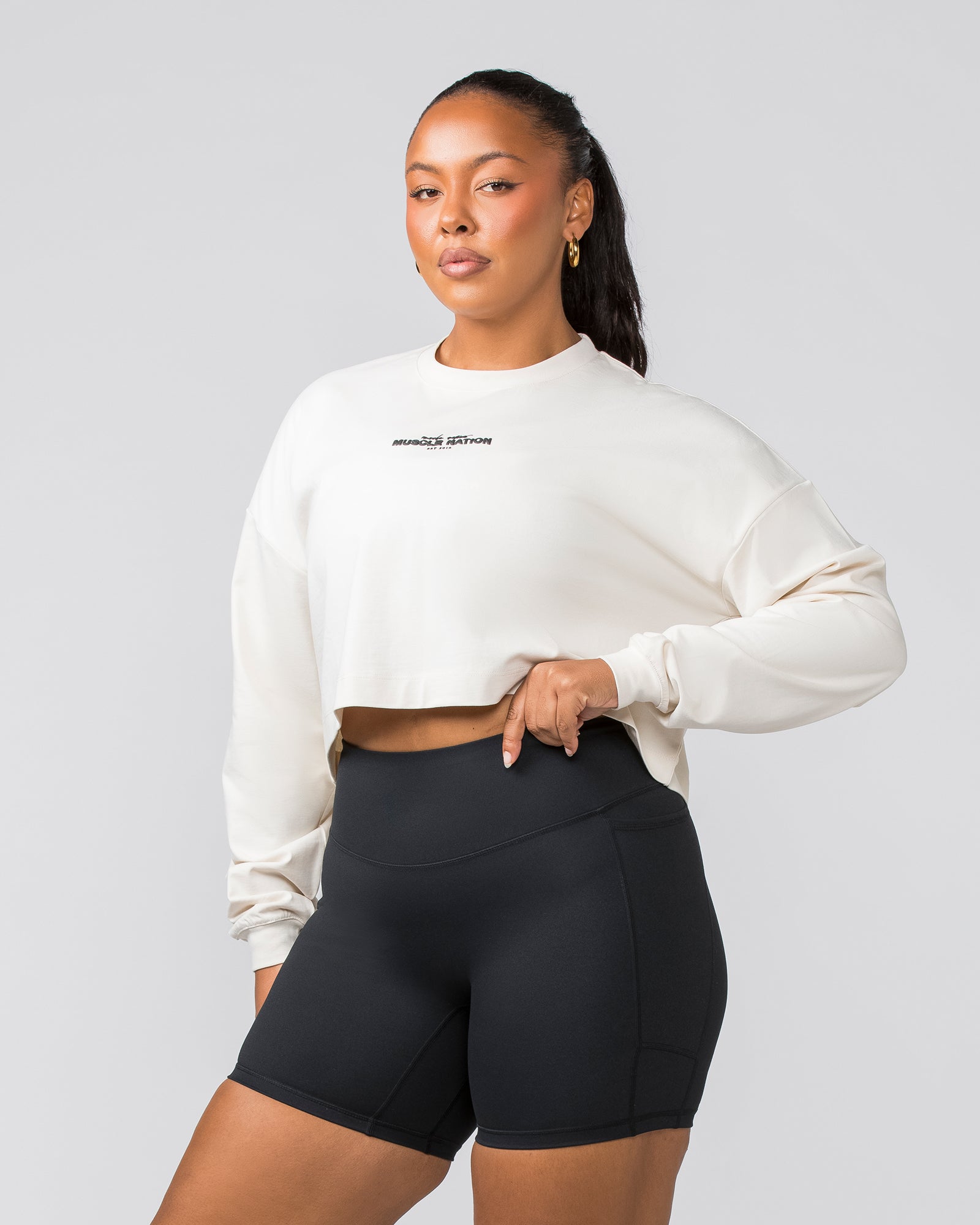 Pace Cropped Long Sleeve Tee - Dew