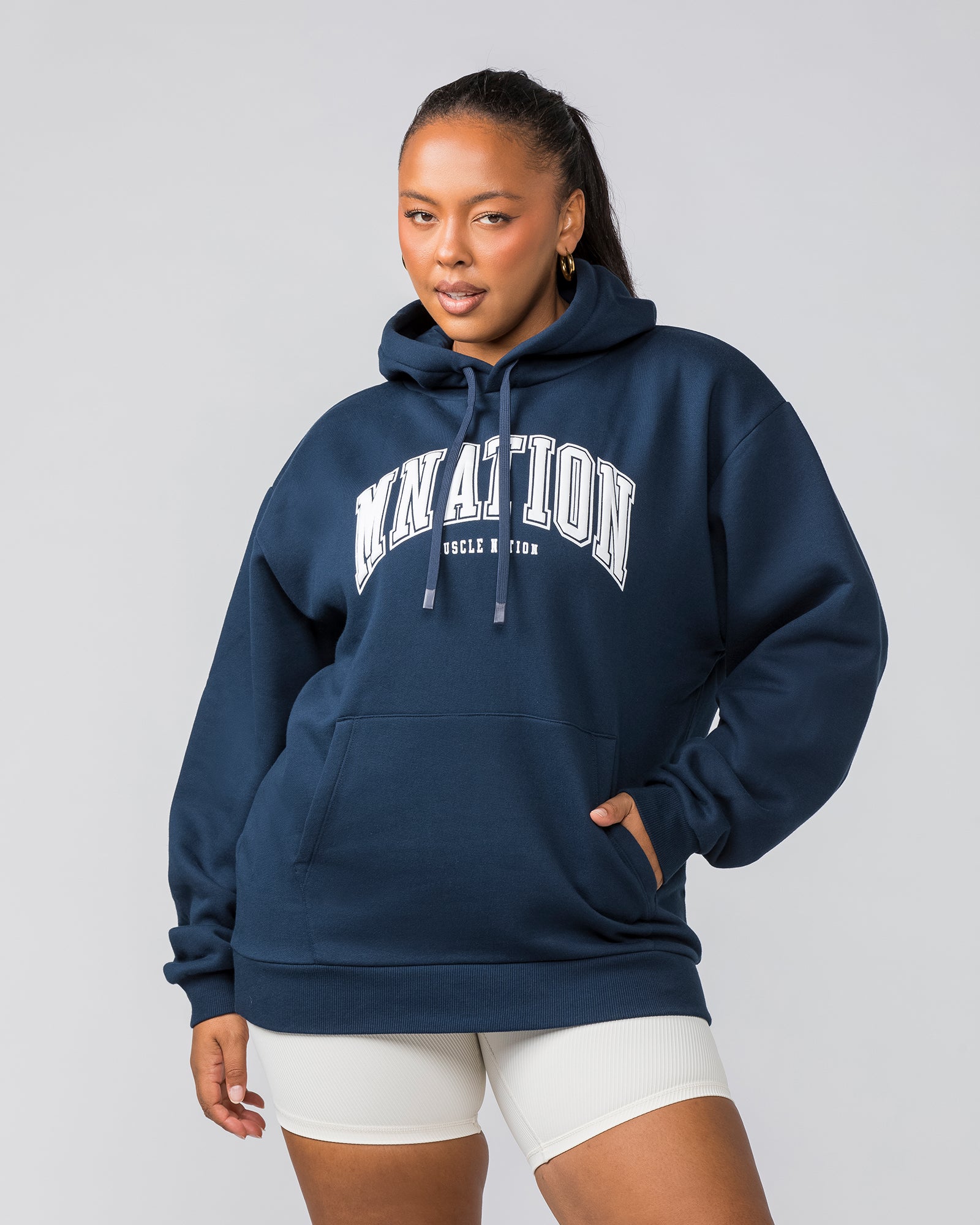 Varsity Oversized Hoodie - Navy