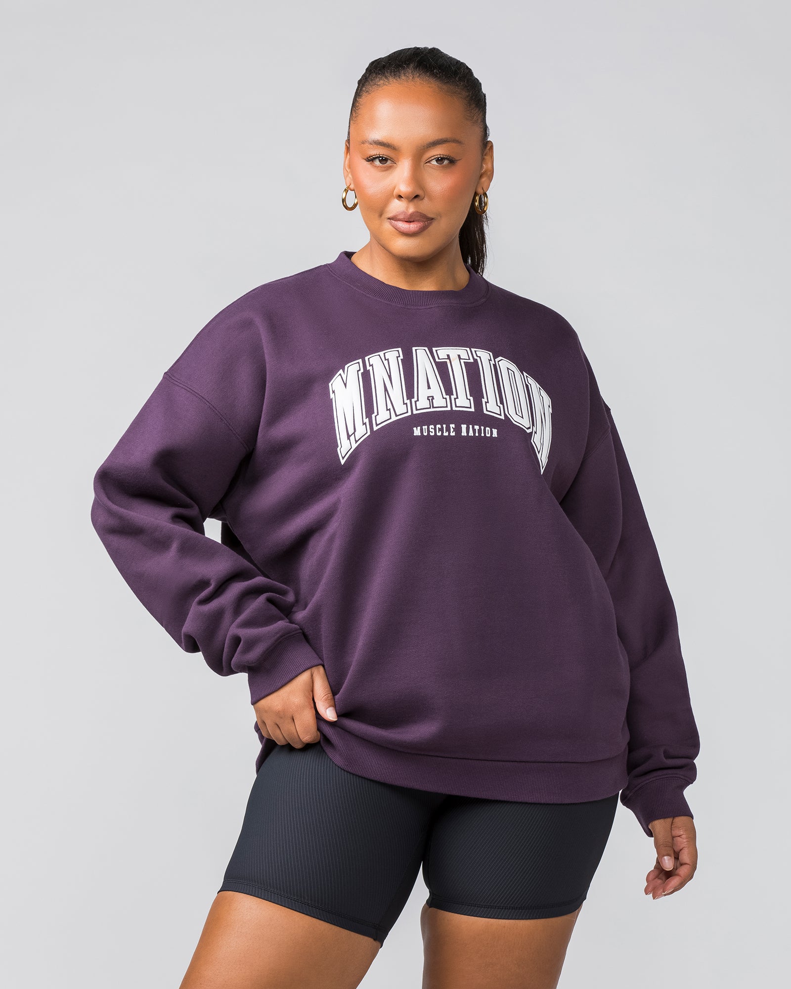 Varsity Crew Pullover - Midnight Plum