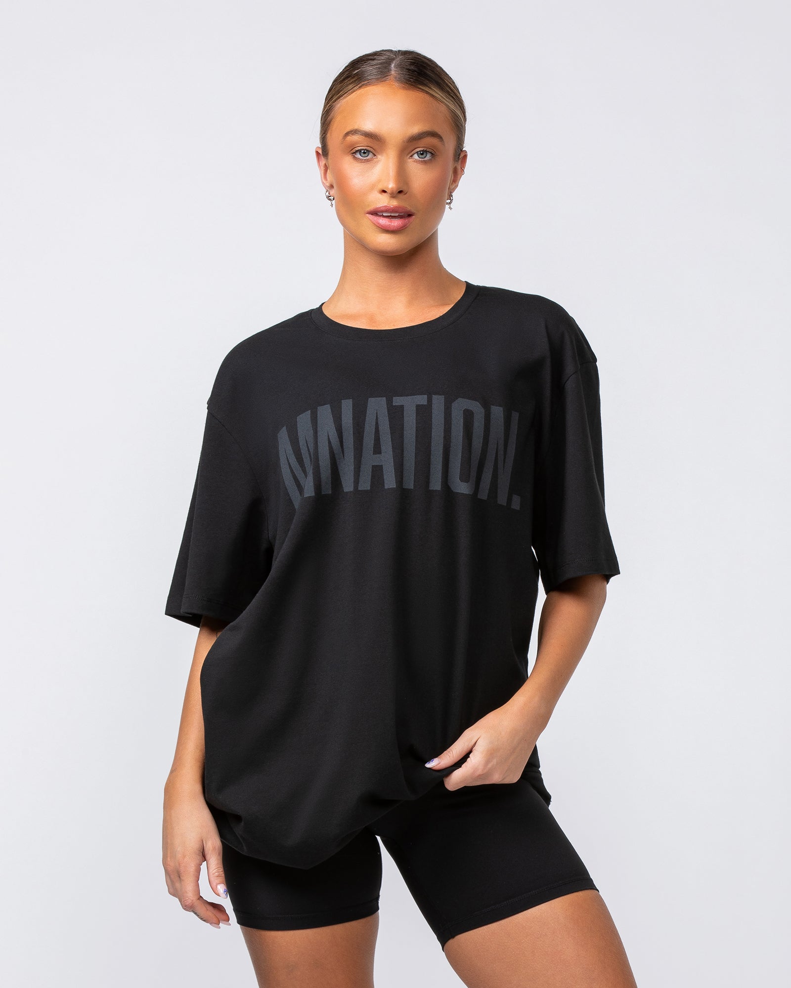 Oversized Tonal Tee - Black