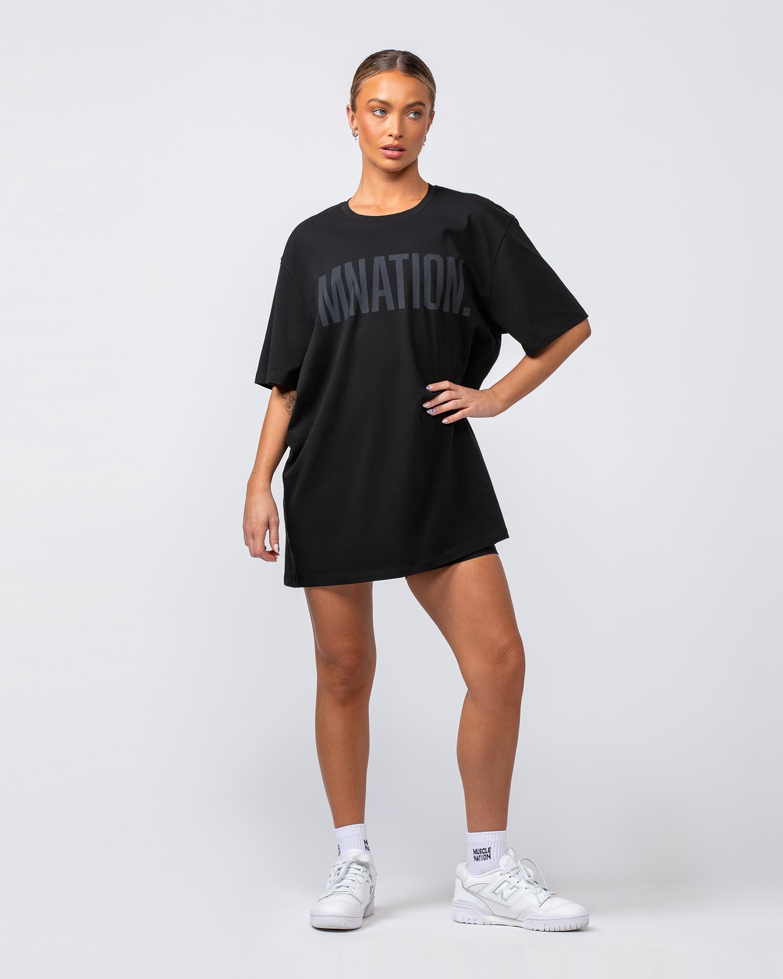 Oversized Tonal Tee - Black