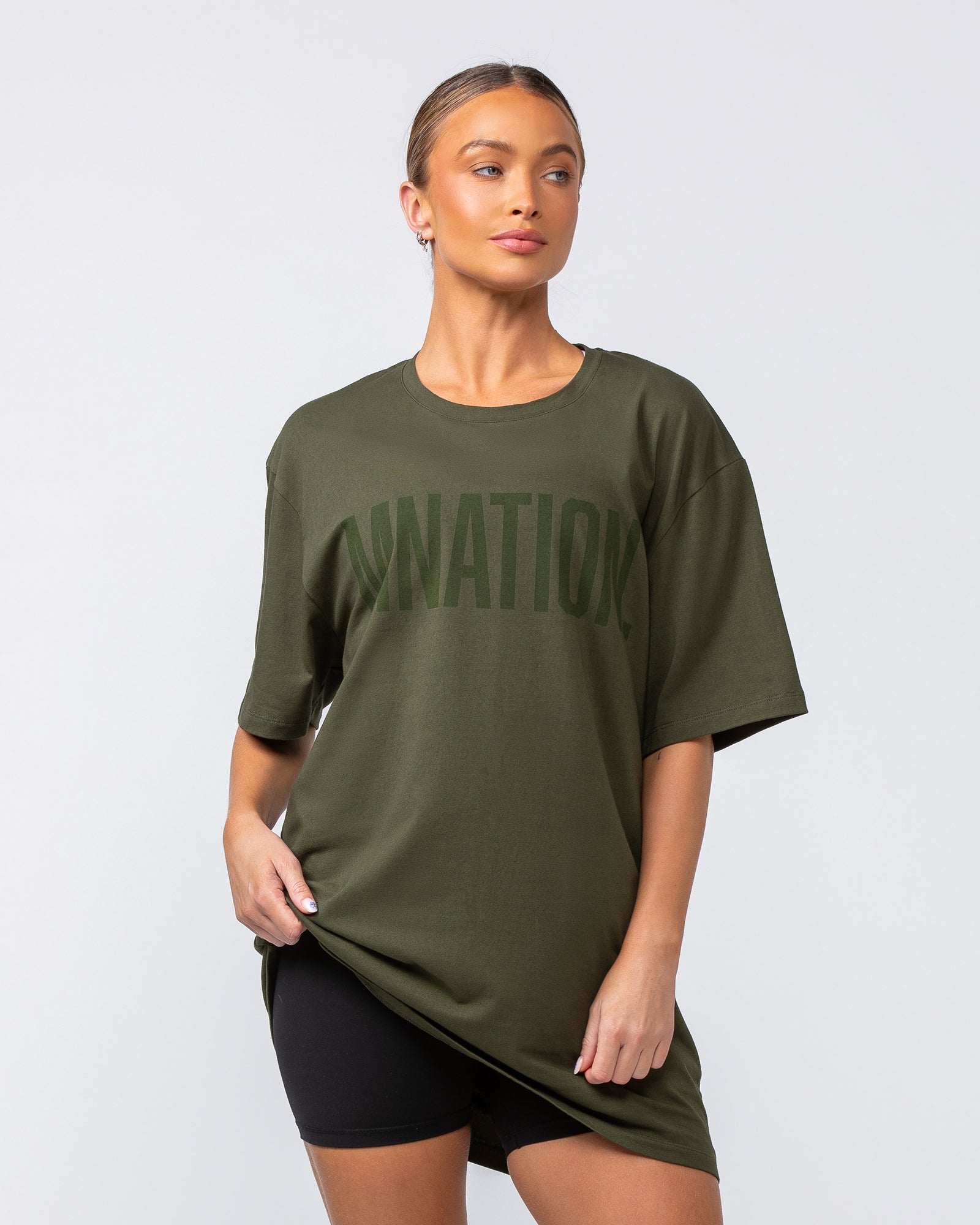 Oversized Tonal Tee - Dark Khaki