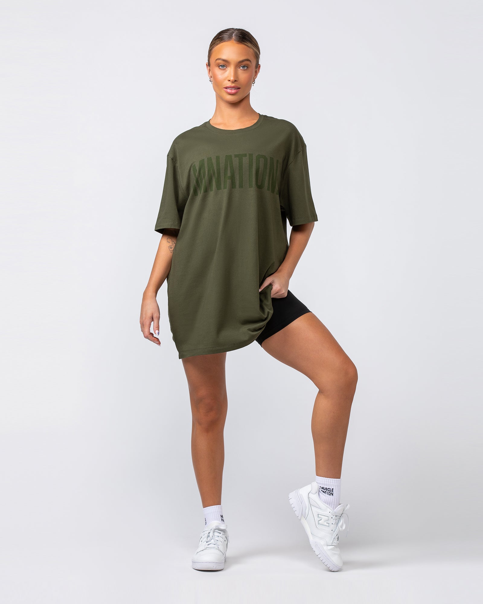 Oversized Tonal Tee - Dark Khaki