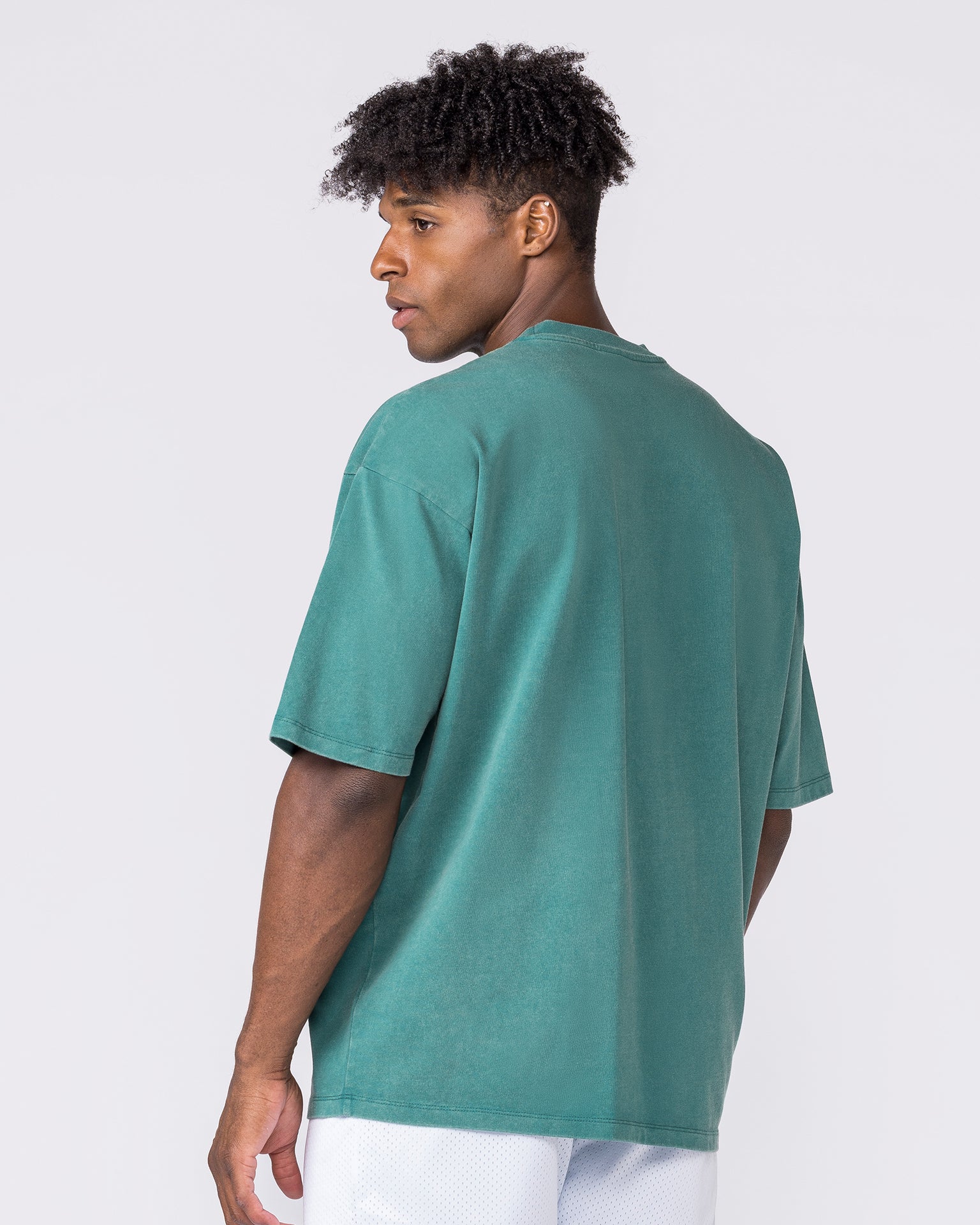 Worldclass Oversized Tee in Washed Leaf - Muscle Nation men's gym tee, view 2