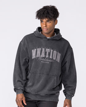 Worldclass Oversized Vintage Hoodie - Washed Black-Jumpers & Hoodies-XS-032630WSHBLK-XS-MNAPPRL49533-4-Muscle Nation