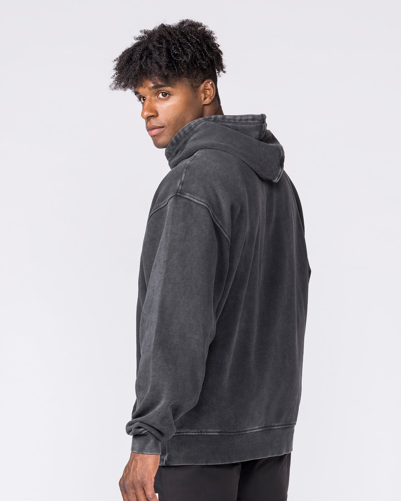 Worldclass Oversized Vintage Hoodie Washed Black - Muscle Nation men's hoodie, view 2