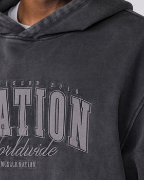 Worldclass Oversized Vintage Hoodie - Washed Black-Jumpers & Hoodies-XS-032630WSHBLK-XS-MNAPPRL49533-3-Muscle Nation