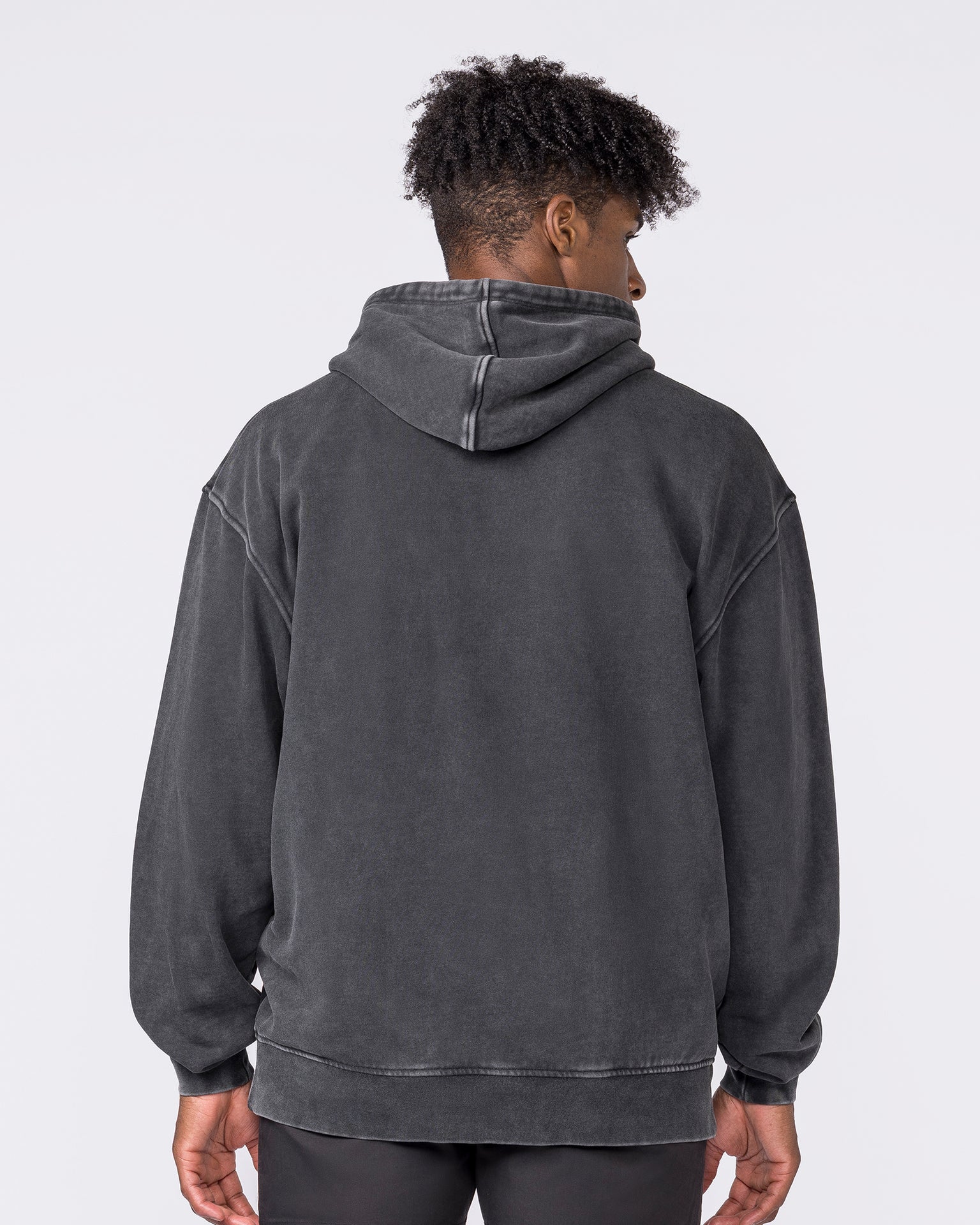 Worldclass Oversized Vintage Hoodie Washed Black - Muscle Nation men's hoodie, view 6