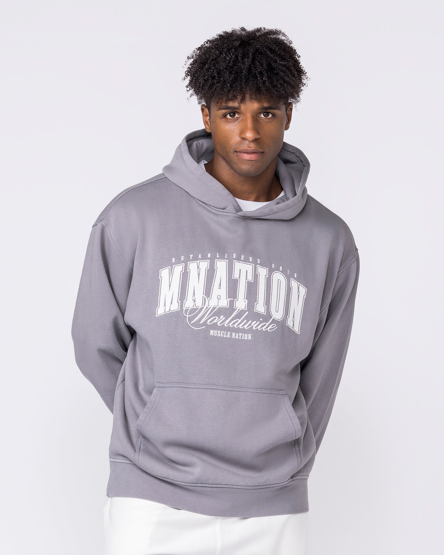 Worldclass Oversized Hoodie Washed Cement - Muscle Nation men's hoodie, view 3
